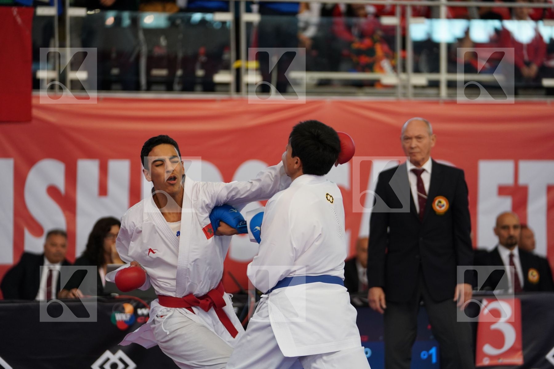SRITI MEHDI (MOROCCO) vs GUERRA DIEGO (CHILE) in Junior Kumite Male -76 Kg - Podium ceremony