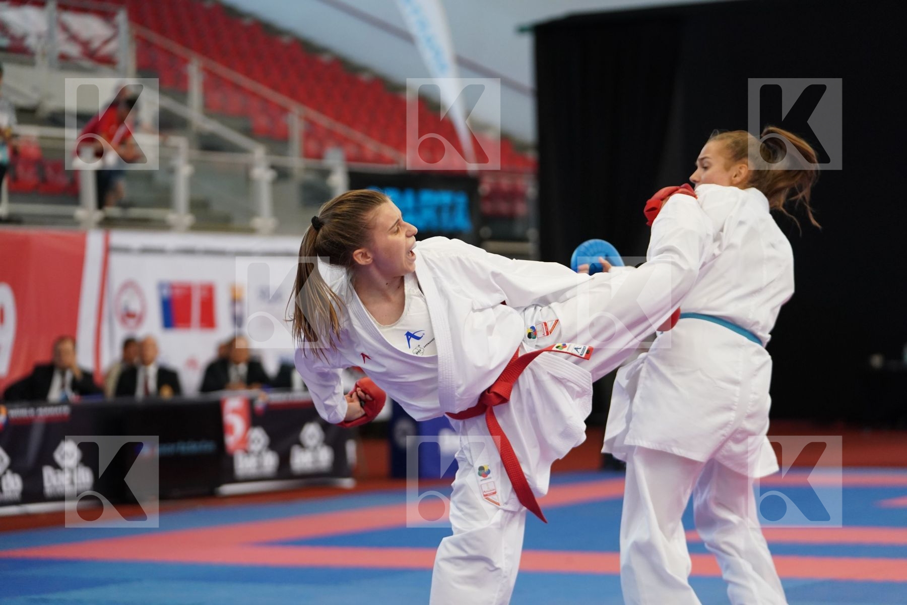 VUKOVIC MARINA (AUSTRIA) vs GOLUBEVA VALERIIA (RUSSIAN FEDERATION) in Junior Kumite Female 59+ Kg - Podium ceremony