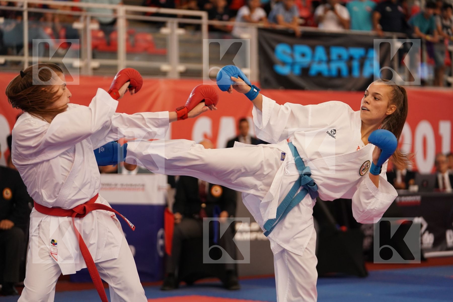 VUKOVIC MARINA (AUSTRIA) vs GOLUBEVA VALERIIA (RUSSIAN FEDERATION) in Junior Kumite Female 59+ Kg - Podium ceremony