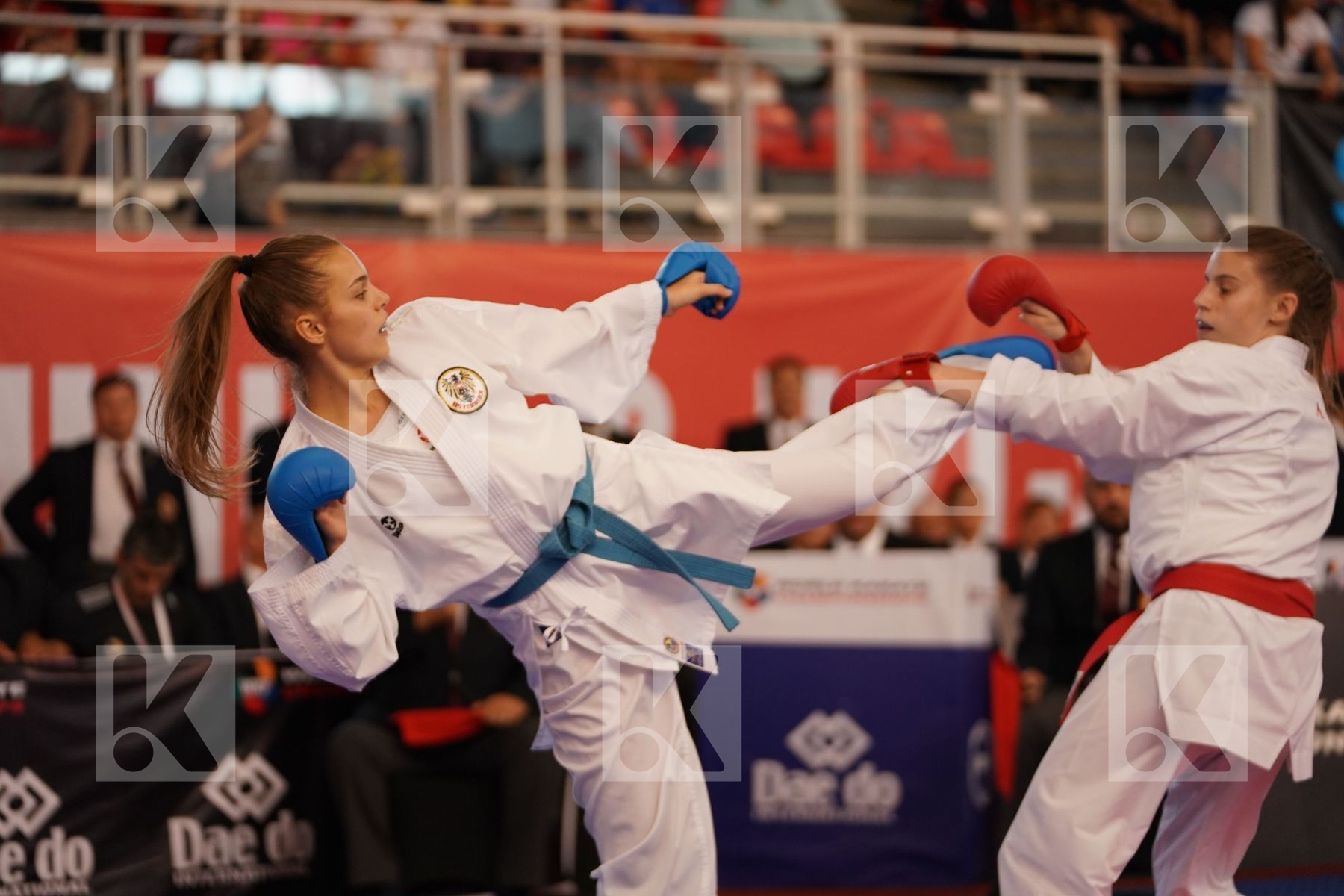 VUKOVIC MARINA (AUSTRIA) vs GOLUBEVA VALERIIA (RUSSIAN FEDERATION) in Junior Kumite Female 59+ Kg - Podium ceremony