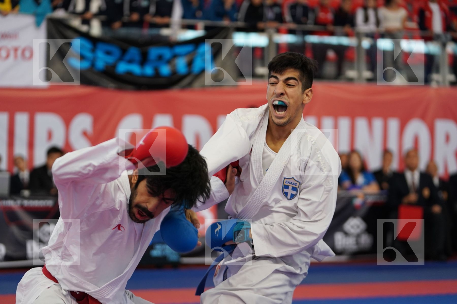 ALZUABI MESHARI (SAUDI ARABIA) vs XENOS CHRISTOS-STEFANOS (GREECE) in Under 21 Kumite Male -60 Kg - Podium ceremony