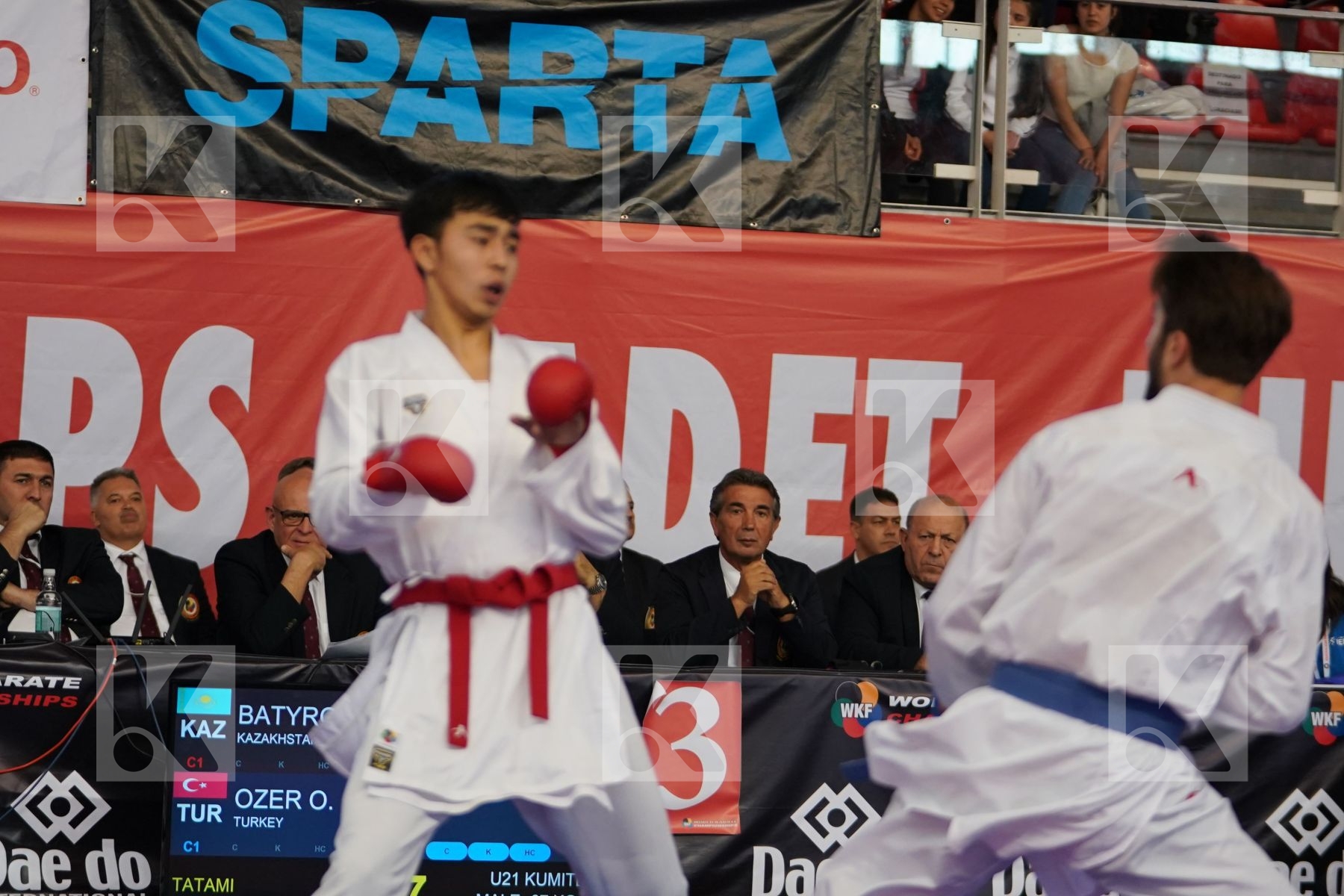 BATYRGALI ABILMANSUR (KAZAKHSTAN) vs OZER OMER ABDURRAHIM (TURKEY) in Under 21 Kumite Male -67 Kg - Podium ceremony