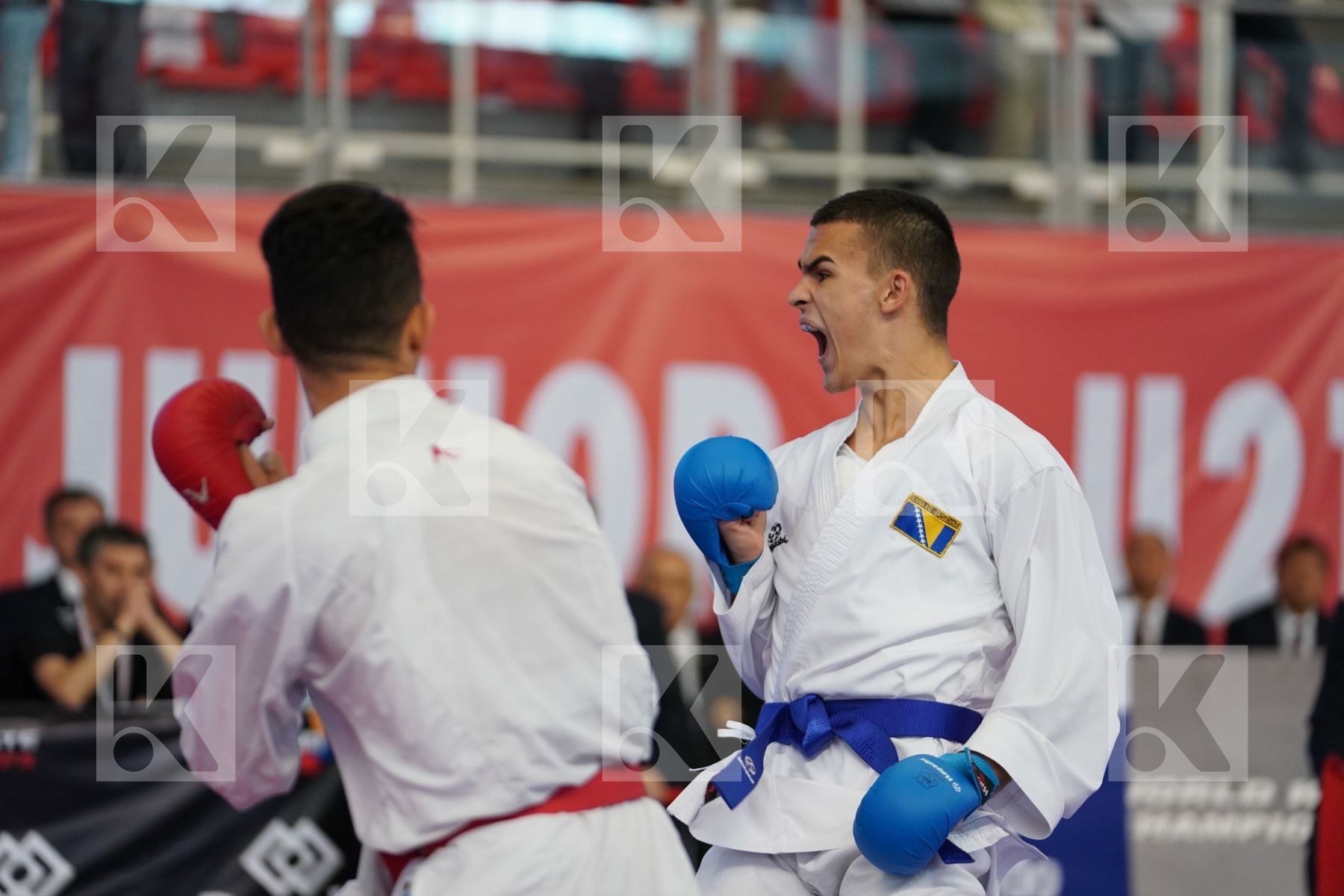 SEKOURI YASSINE (MOROCCO) vs TURULJA HAMZA (BOSNIA AND HERZEGOVINA) in Under 21 Kumite Male -75 Kg - Podium ceremony