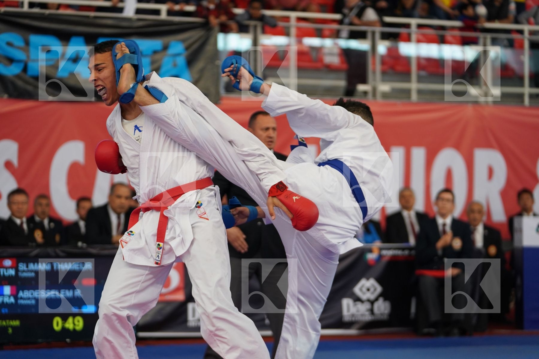 SLIMANI THAMEUR (TUNISIA) vs ABDESSELEM RAYBAK (FRANCE) in Under 21 Kumite Male -84 Kg - Podium ceremony