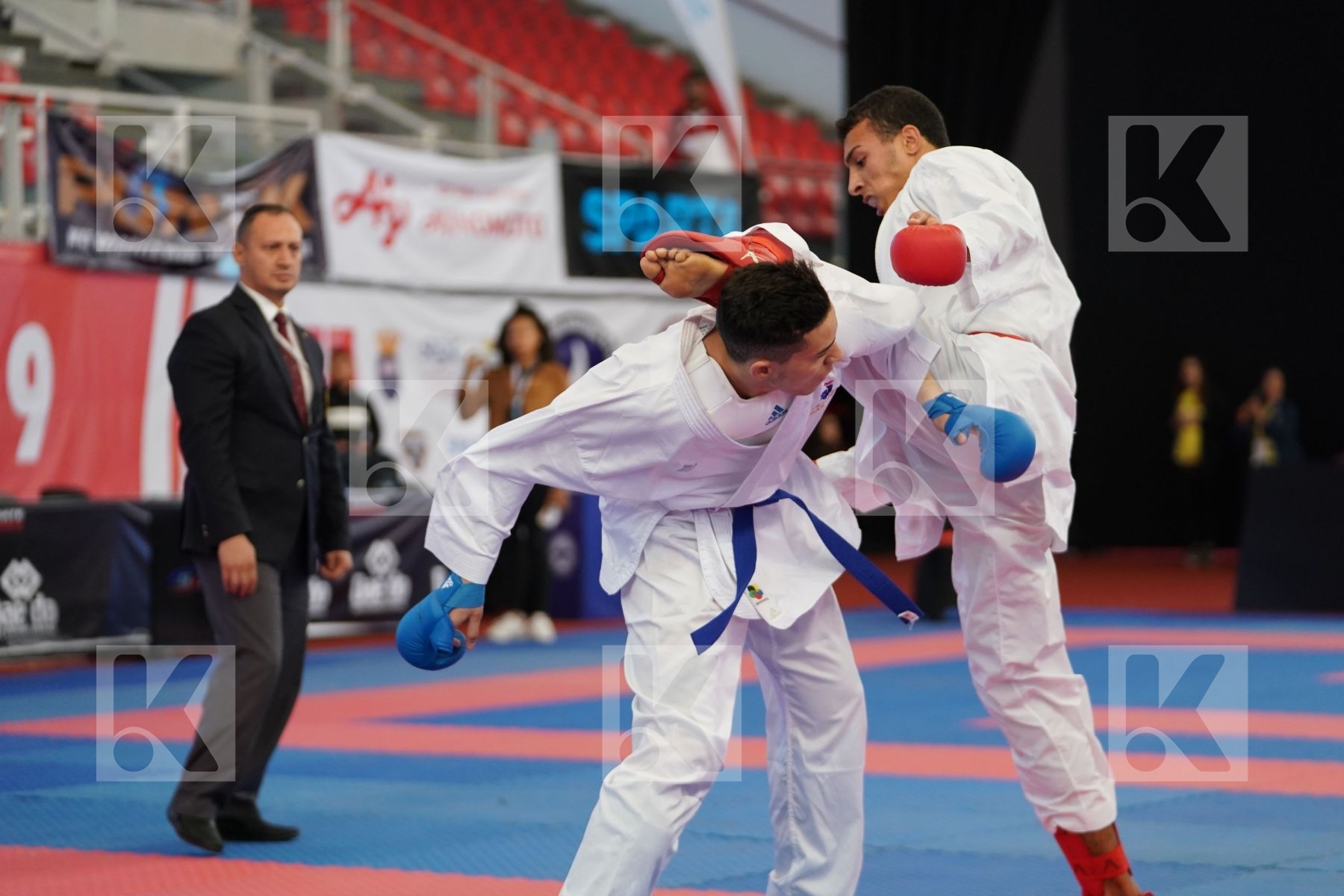 SLIMANI THAMEUR (TUNISIA) vs ABDESSELEM RAYBAK (FRANCE) in Under 21 Kumite Male -84 Kg - Podium ceremony