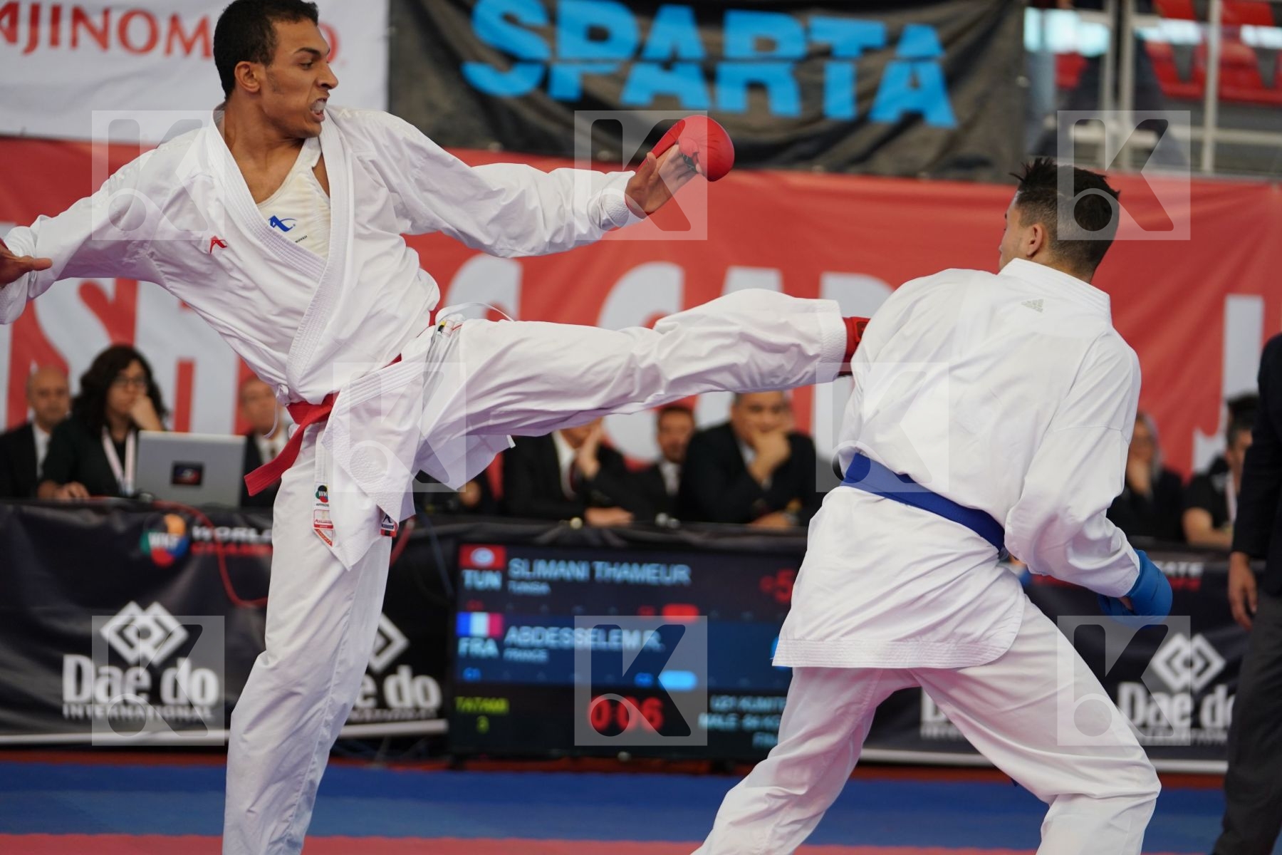 SLIMANI THAMEUR (TUNISIA) vs ABDESSELEM RAYBAK (FRANCE) in Under 21 Kumite Male -84 Kg - Podium ceremony