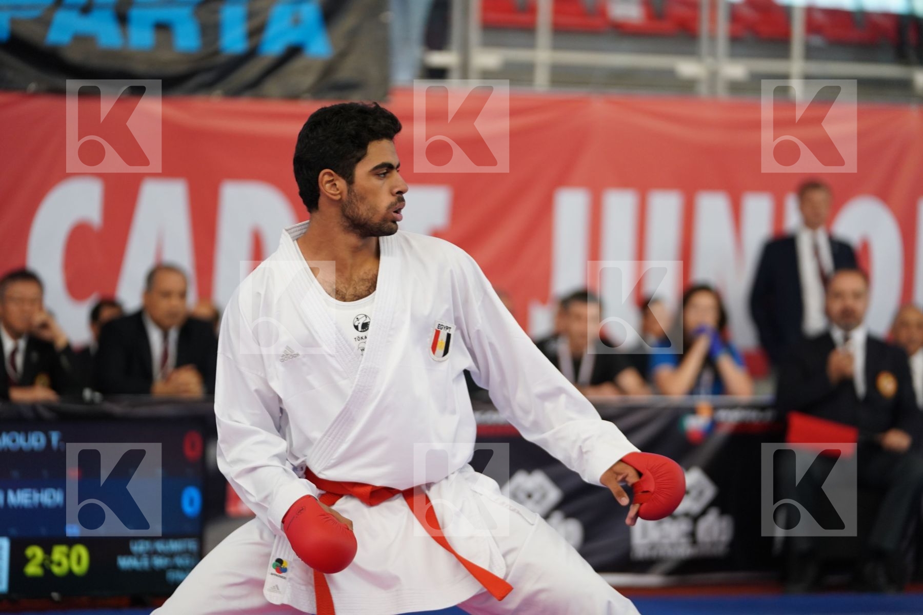 MAHMOUD TAHA TAREK (EGYPT) vs FILALI MEHDI (FRANCE) in Under 21 Kumite Male 84+ Kg - Podium ceremony