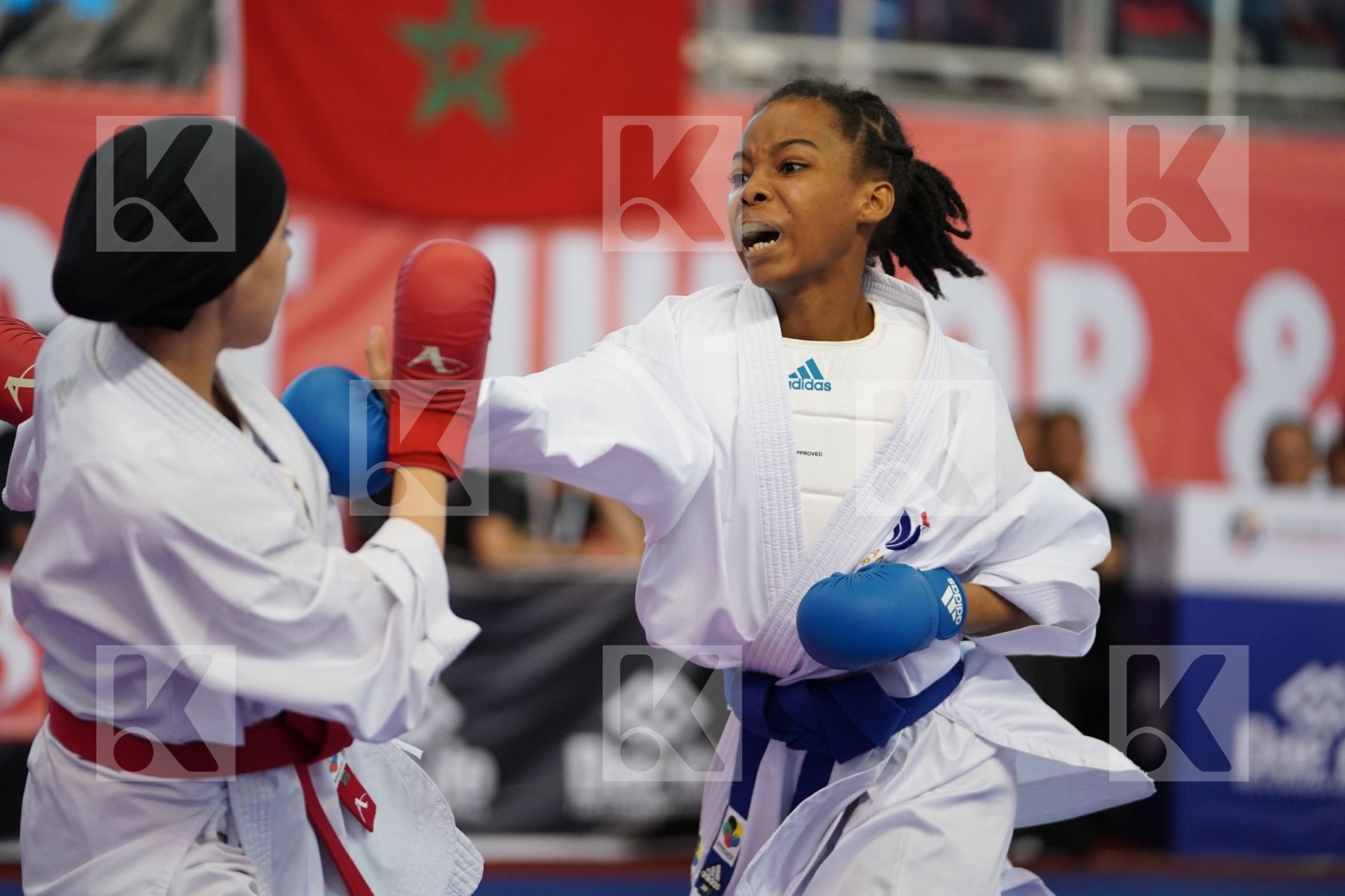 ELHAYTI CHAIMAE (MOROCCO) vs AHMED NISWA (FRANCE) in Under 21 Kumite Female -50 Kg - Podium ceremony