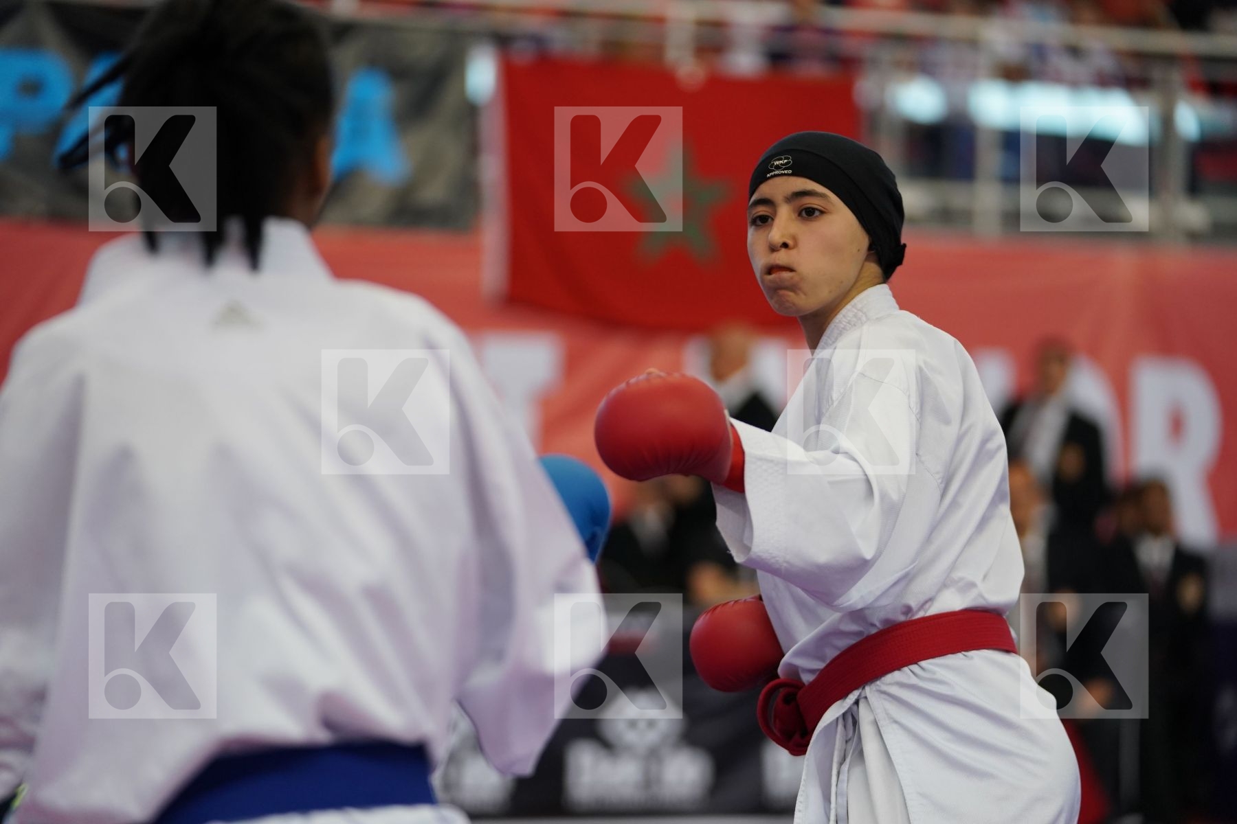 ELHAYTI CHAIMAE (MOROCCO) vs AHMED NISWA (FRANCE) in Under 21 Kumite Female -50 Kg - Podium ceremony