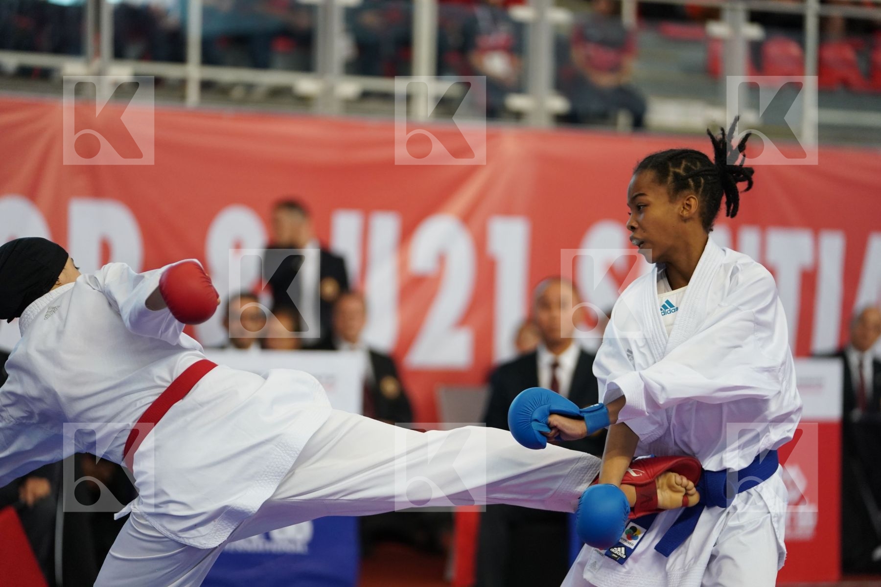 ELHAYTI CHAIMAE (MOROCCO) vs AHMED NISWA (FRANCE) in Under 21 Kumite Female -50 Kg - Podium ceremony
