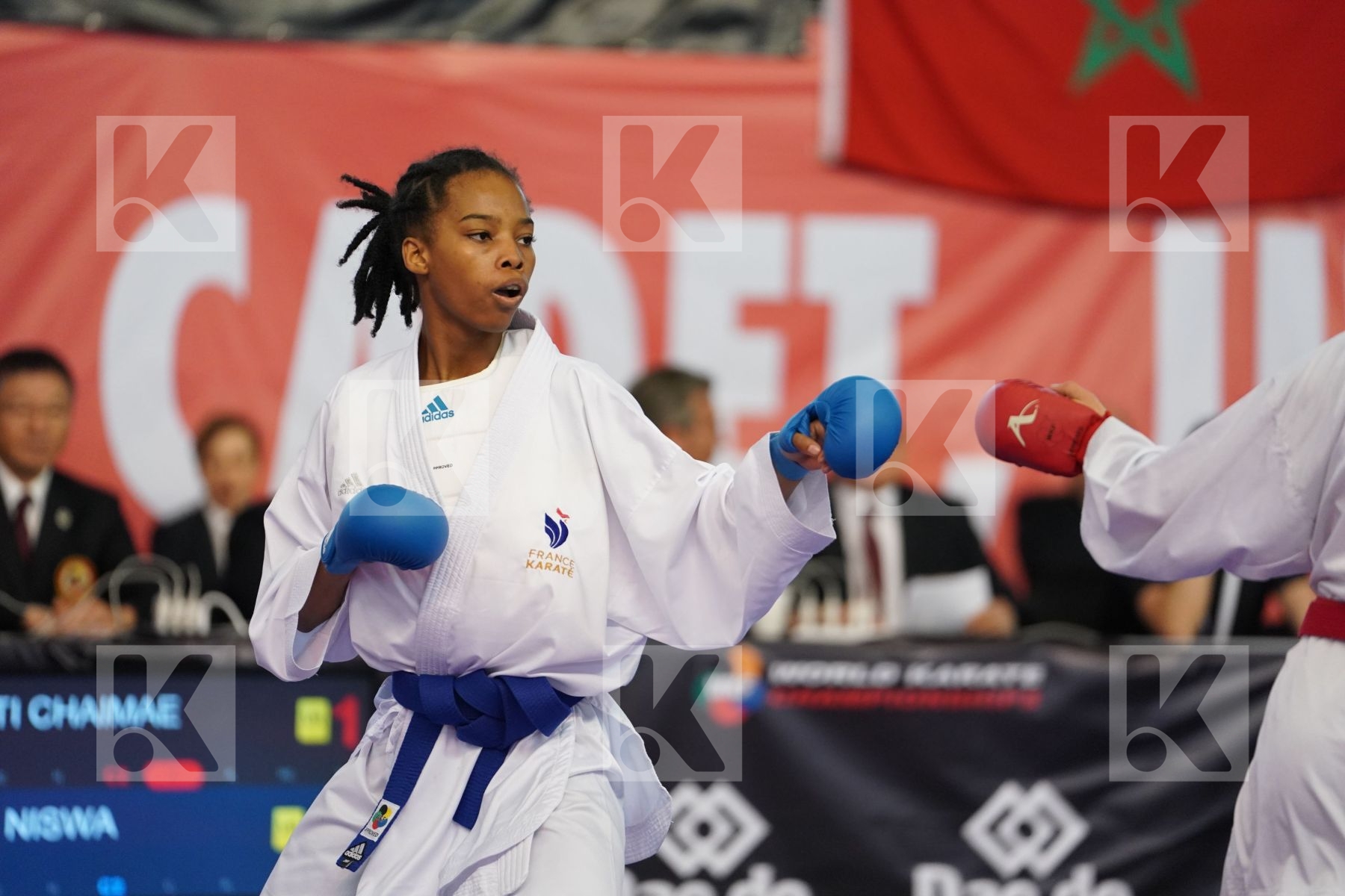 ELHAYTI CHAIMAE (MOROCCO) vs AHMED NISWA (FRANCE) in Under 21 Kumite Female -50 Kg - Podium ceremony