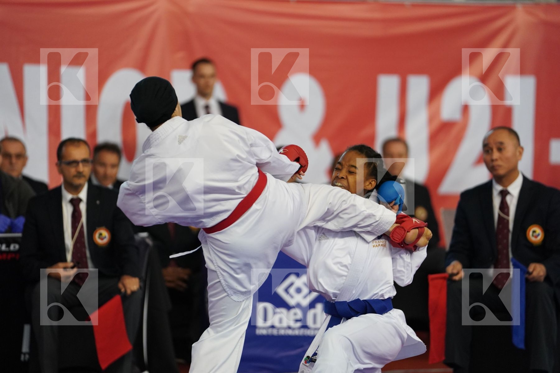 ELHAYTI CHAIMAE (MOROCCO) vs AHMED NISWA (FRANCE) in Under 21 Kumite Female -50 Kg - Podium ceremony