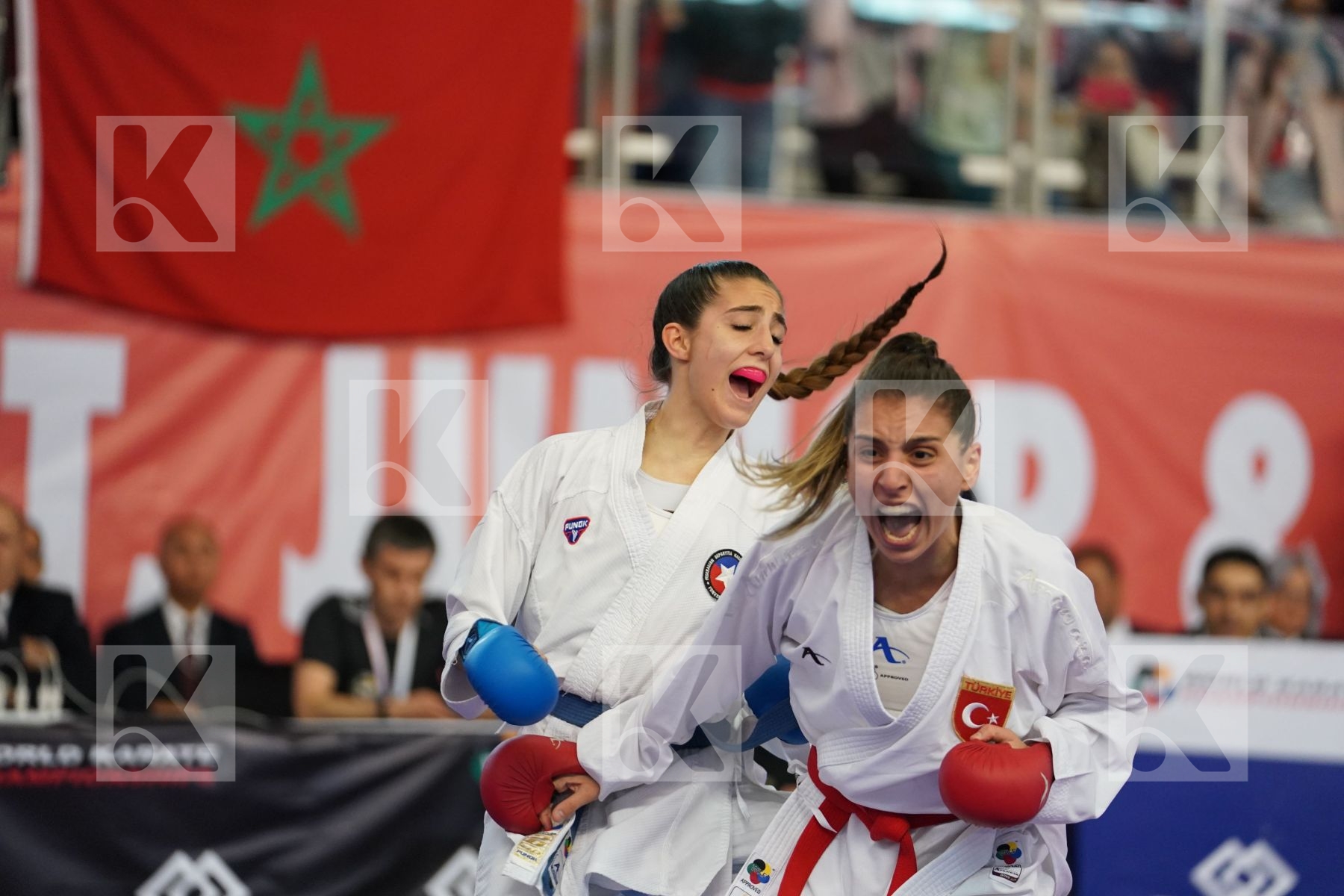 DEMIRTURK GULSEN (TURKEY) vs TORO MENESES VALENTINA (CHILE) in Under 21 Kumite Female -55 Kg - Podium ceremony
