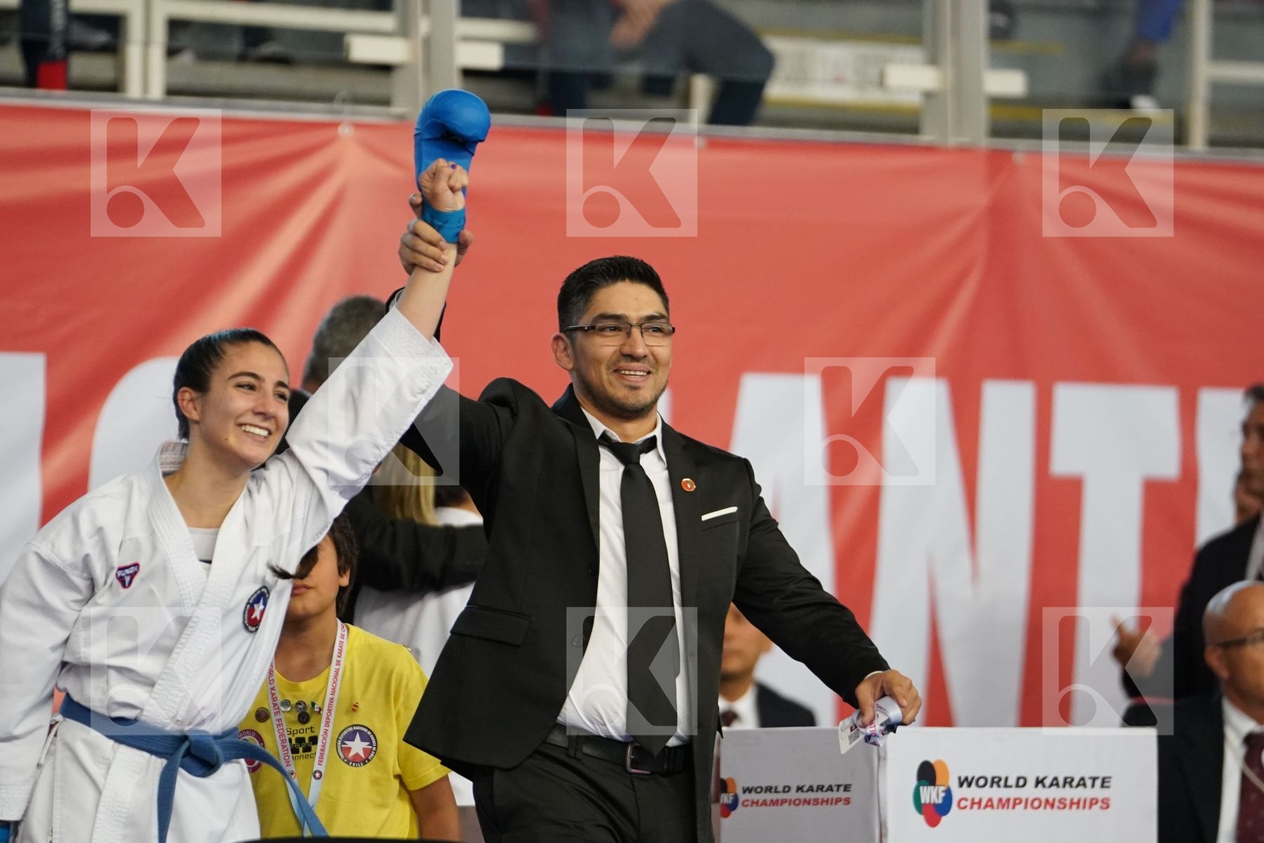 DEMIRTURK GULSEN (TURKEY) vs TORO MENESES VALENTINA (CHILE) in Under 21 Kumite Female -55 Kg - Podium ceremony