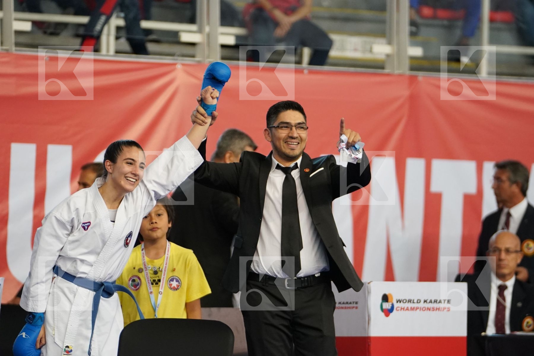 DEMIRTURK GULSEN (TURKEY) vs TORO MENESES VALENTINA (CHILE) in Under 21 Kumite Female -55 Kg - Podium ceremony
