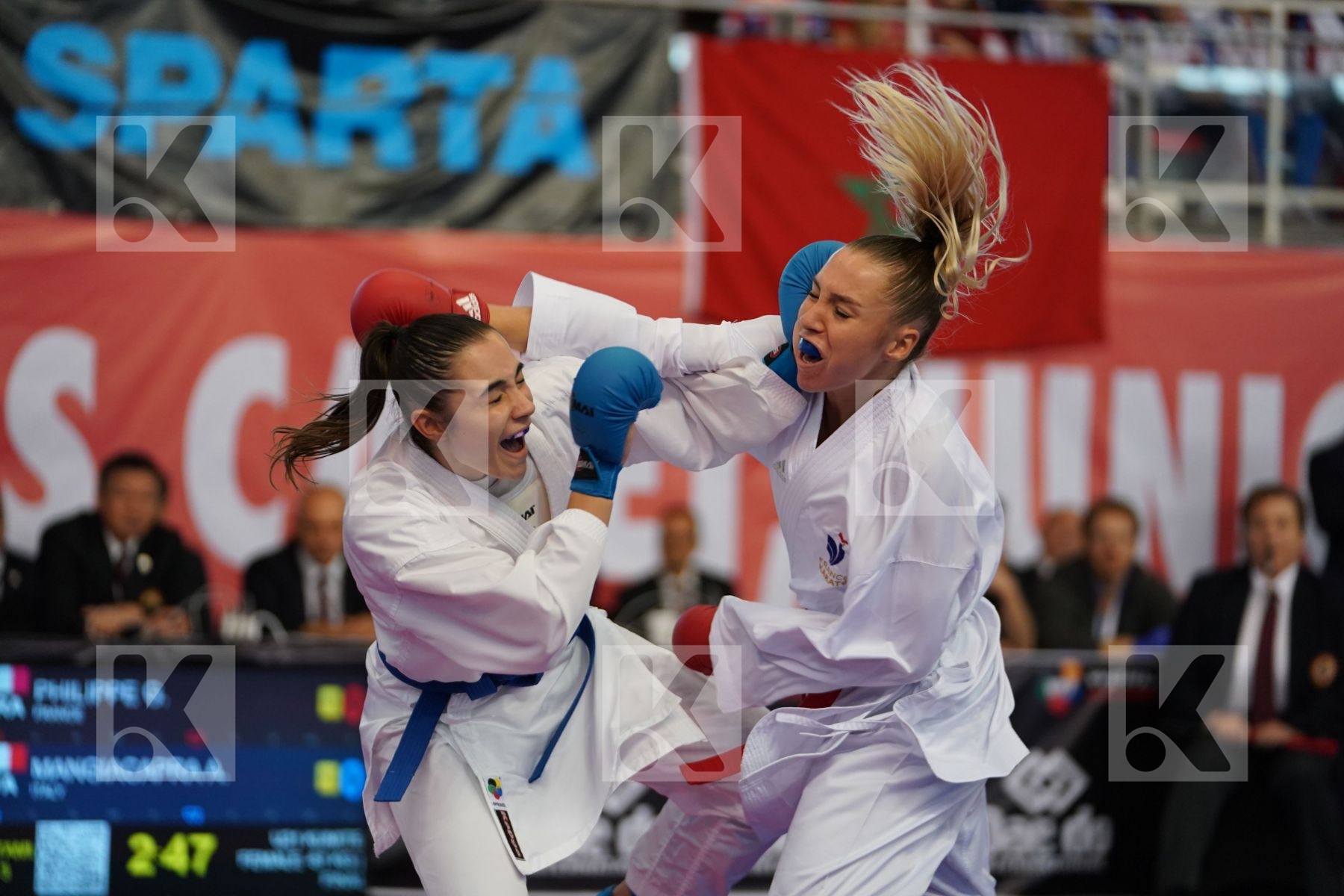 PHILIPPE GWENDOLINE (FRANCE) vs MANGIACAPRA ALESSANDRA (ITALY) in Under 21 Kumite Female -61 Kg - Podium ceremony