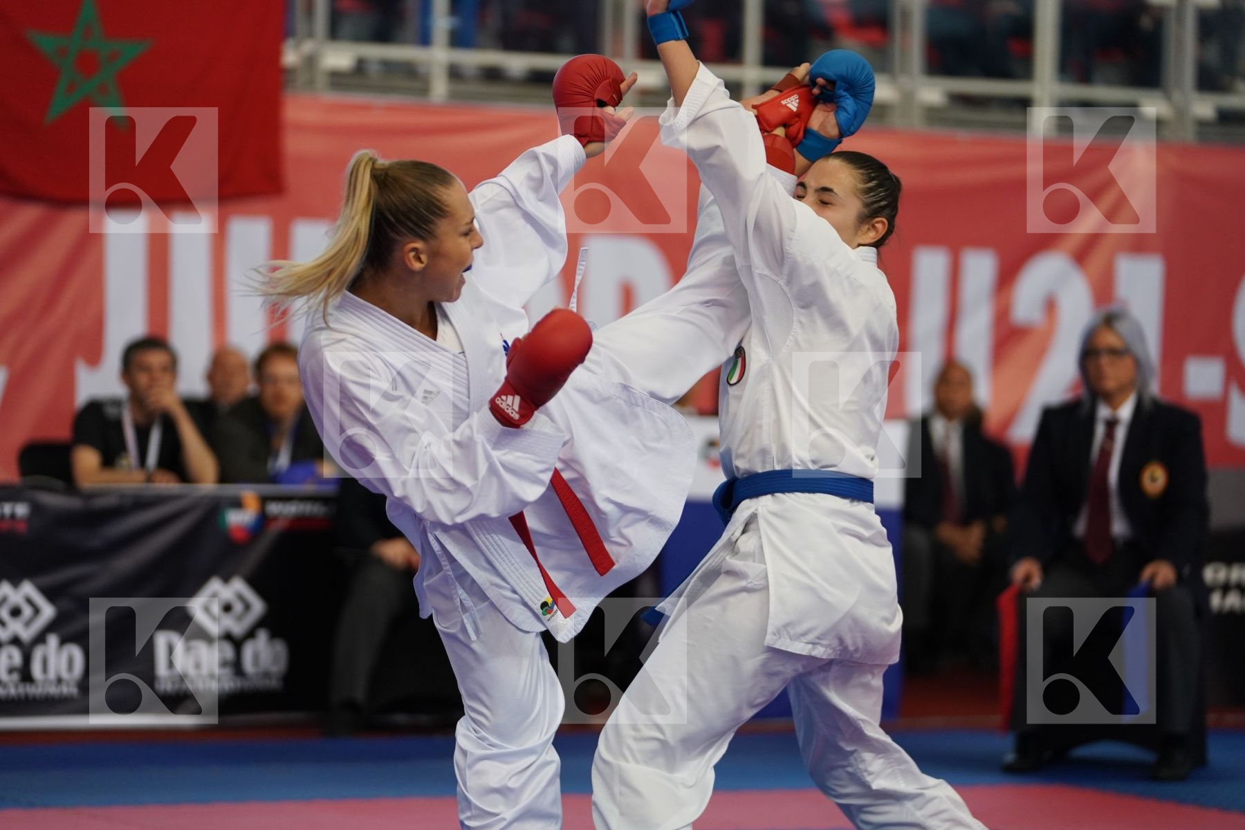 PHILIPPE GWENDOLINE (FRANCE) vs MANGIACAPRA ALESSANDRA (ITALY) in Under 21 Kumite Female -61 Kg - Podium ceremony