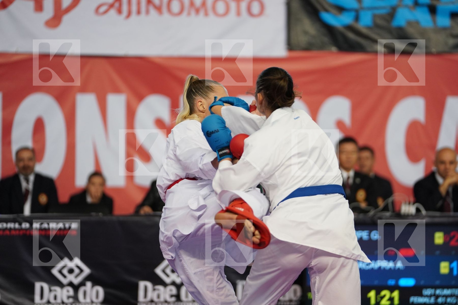 PHILIPPE GWENDOLINE (FRANCE) vs MANGIACAPRA ALESSANDRA (ITALY) in Under 21 Kumite Female -61 Kg - Podium ceremony