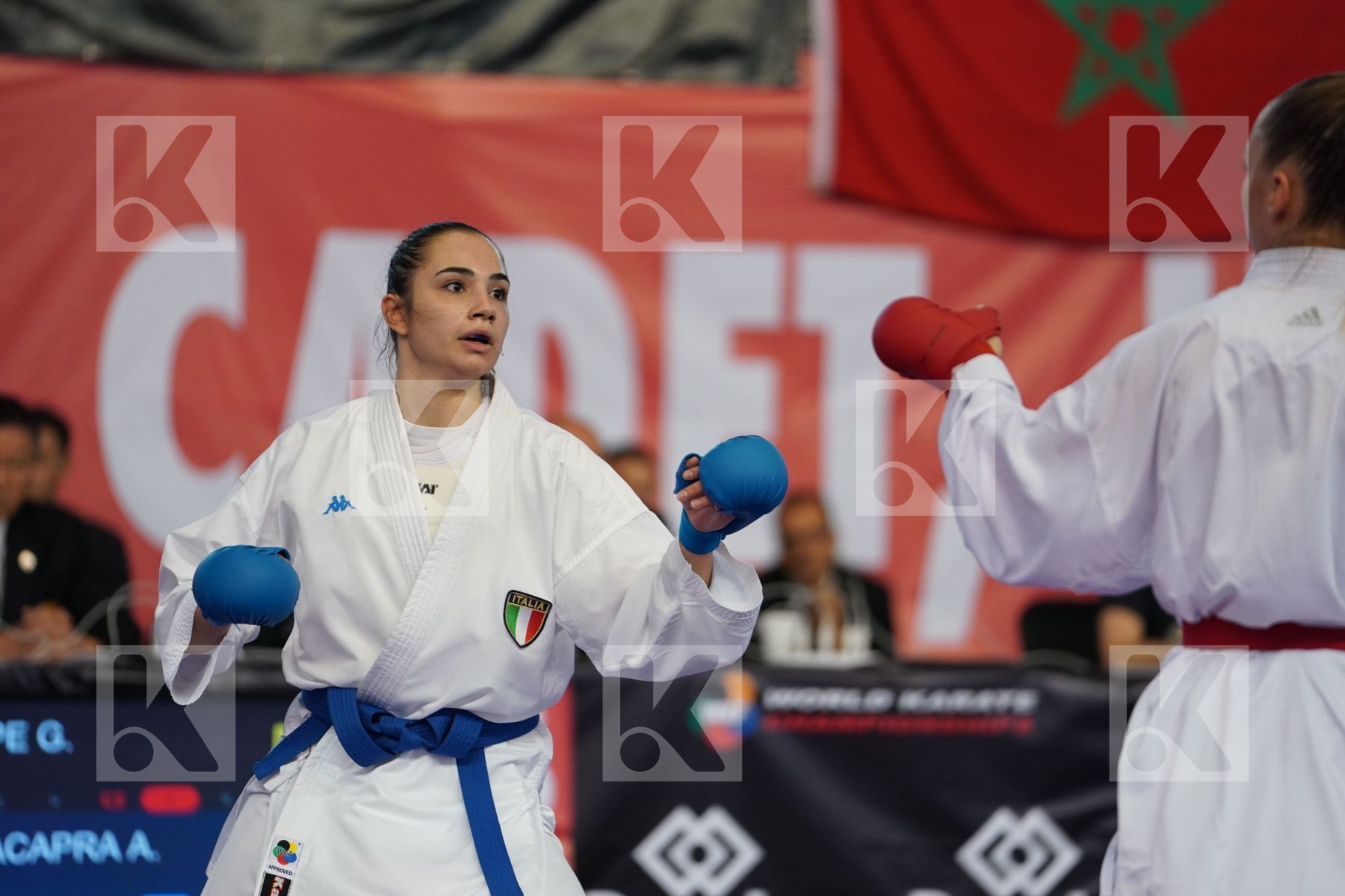 PHILIPPE GWENDOLINE (FRANCE) vs MANGIACAPRA ALESSANDRA (ITALY) in Under 21 Kumite Female -61 Kg - Podium ceremony