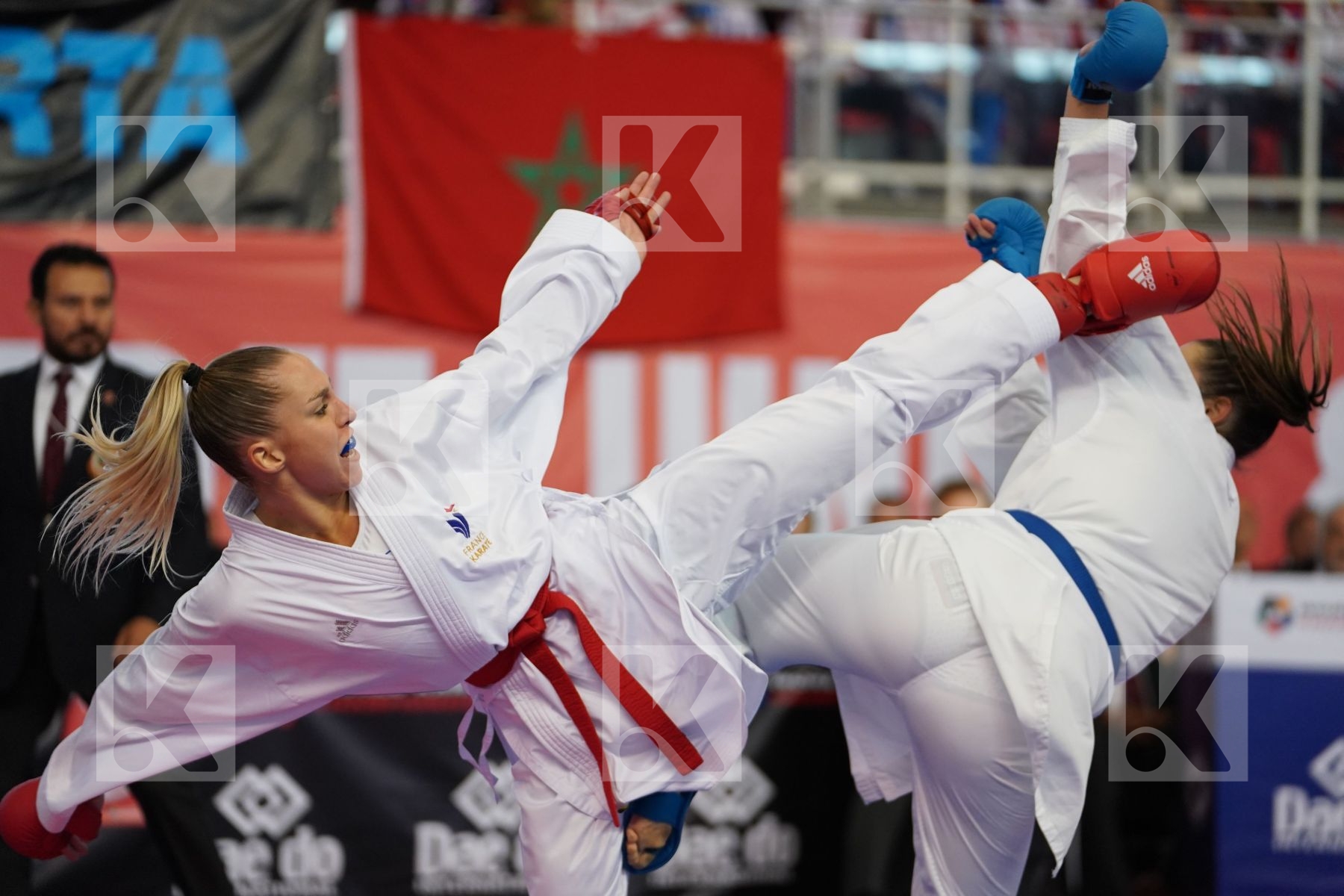 PHILIPPE GWENDOLINE (FRANCE) vs MANGIACAPRA ALESSANDRA (ITALY) in Under 21 Kumite Female -61 Kg - Podium ceremony