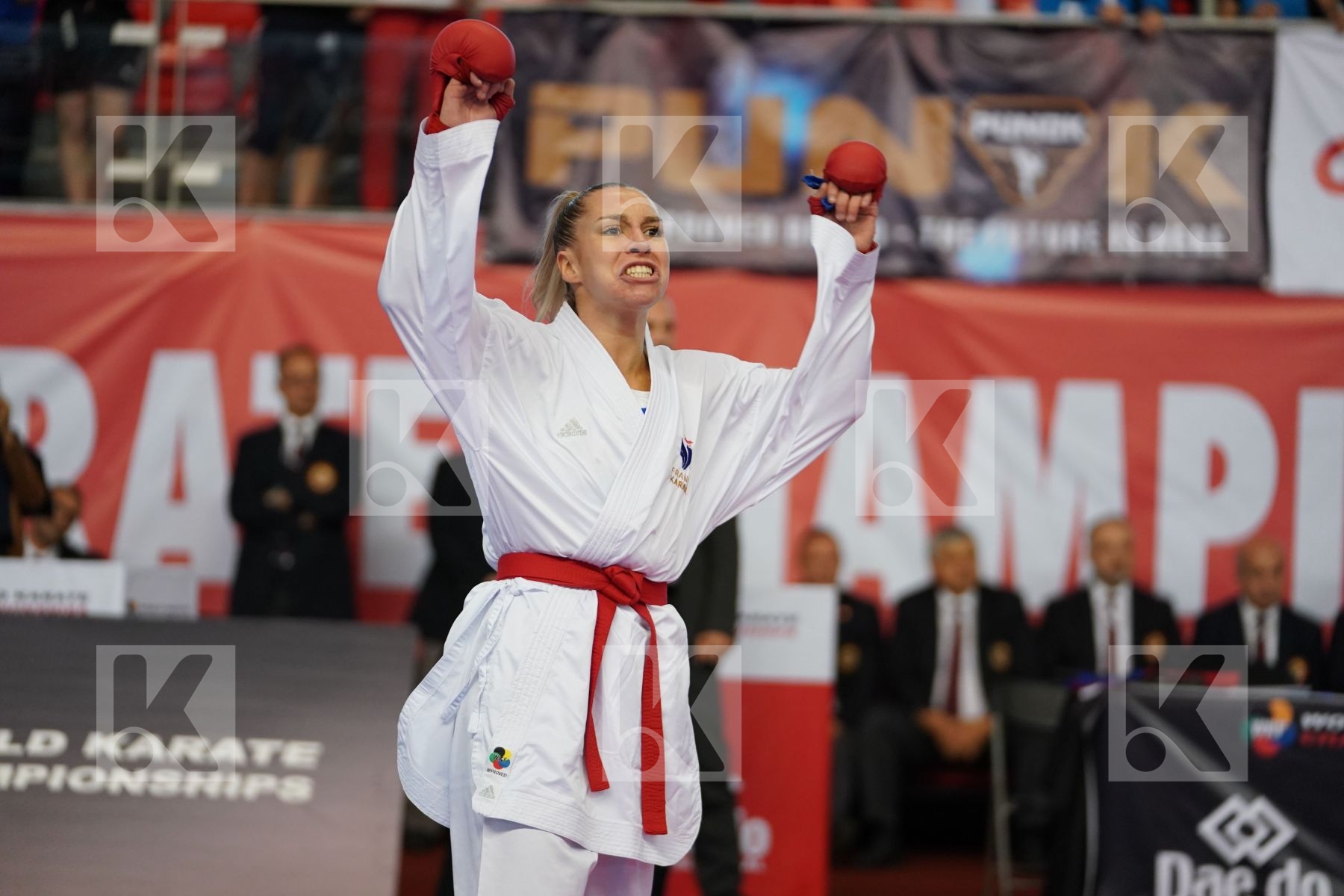 PHILIPPE GWENDOLINE (FRANCE) vs MANGIACAPRA ALESSANDRA (ITALY) in Under 21 Kumite Female -61 Kg - Podium ceremony