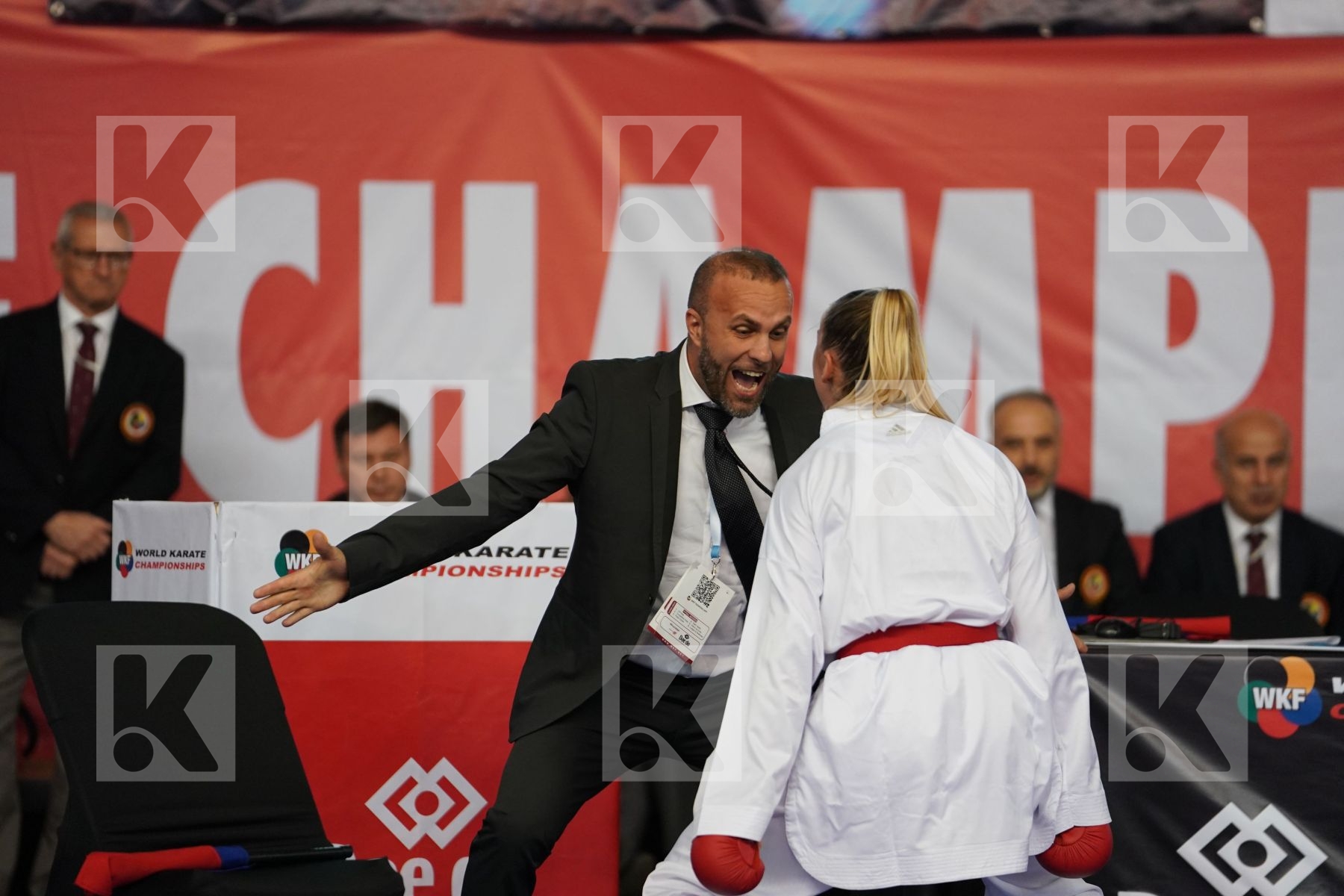 PHILIPPE GWENDOLINE (FRANCE) vs MANGIACAPRA ALESSANDRA (ITALY) in Under 21 Kumite Female -61 Kg - Podium ceremony