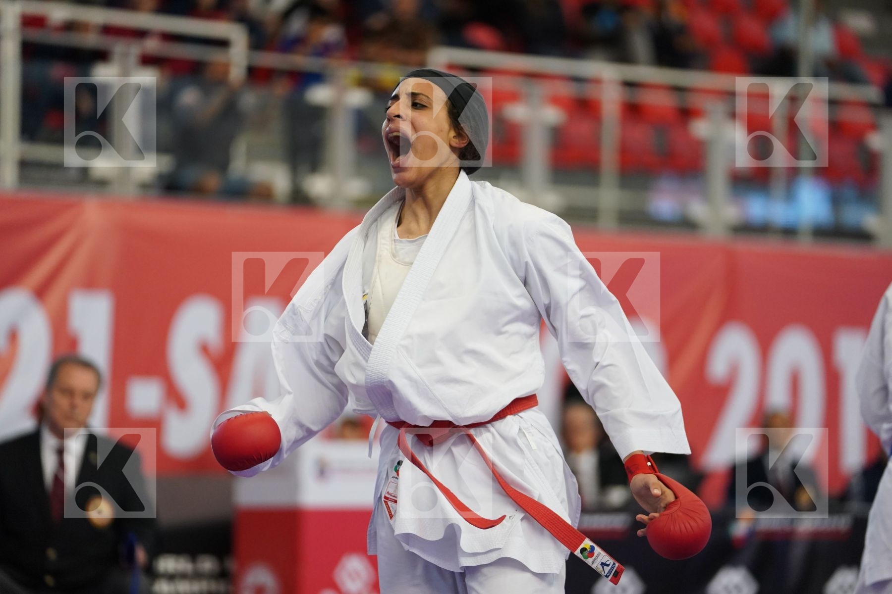 ABDELAZIZ FERYAL (EGYPT) vs ISAEVA VICTORIA (RUSSIAN FEDERATION) in Under 21 Kumite Female -68 Kg - Podium ceremony