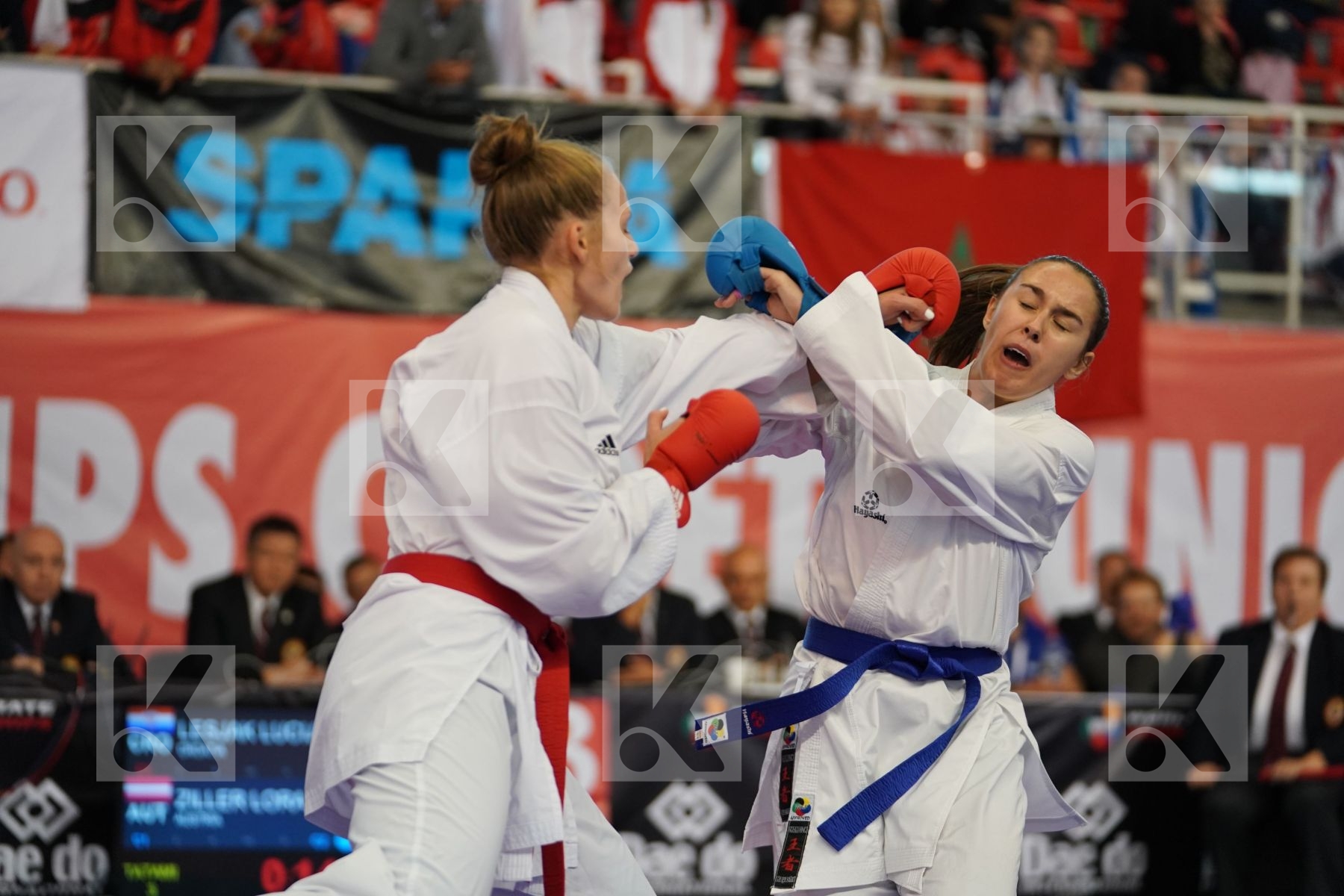 LESJAK LUCIJA (CROATIA) vs ZILLER LORA (AUSTRIA) in Under 21 Kumite Female 68+ Kg - Podium ceremony