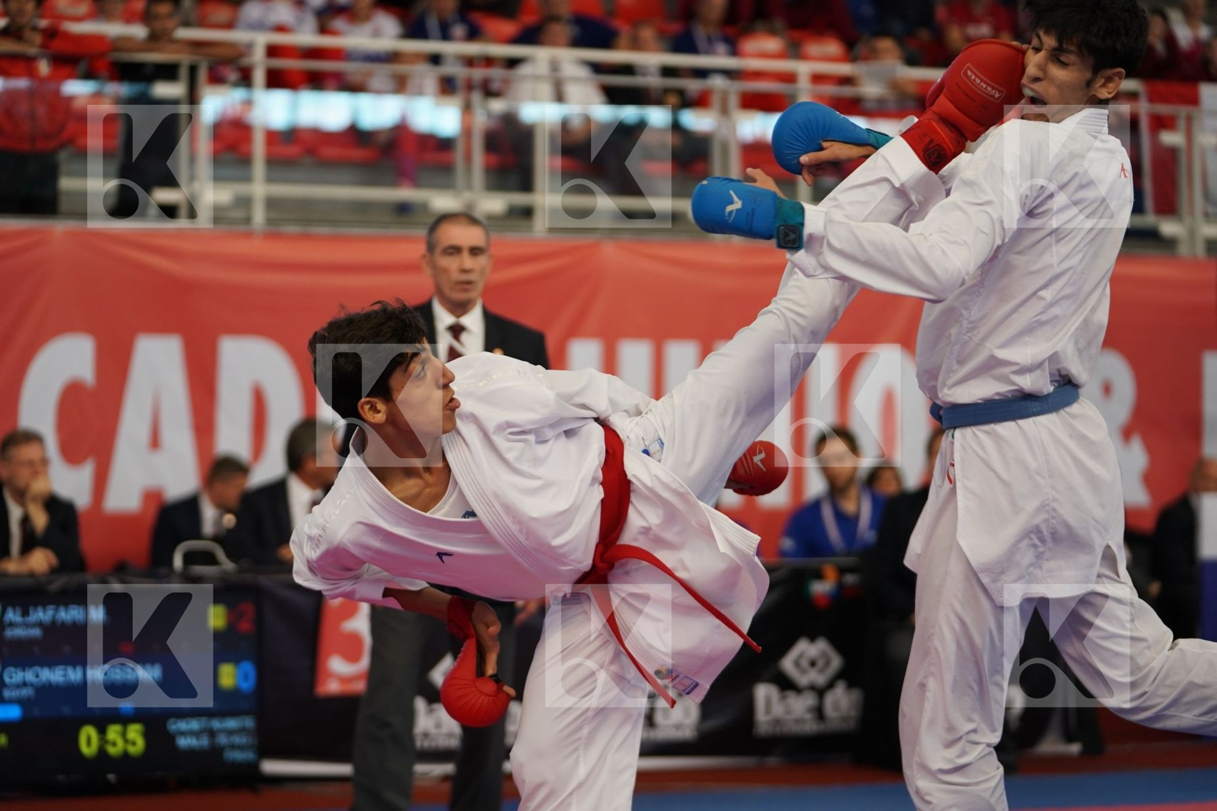 ALJAFARI MOHAMMAD (JORDAN) vs GHONEM HOSSAM (EGYPT) in Cadet Kumite Male -70 Kg - Podium ceremony