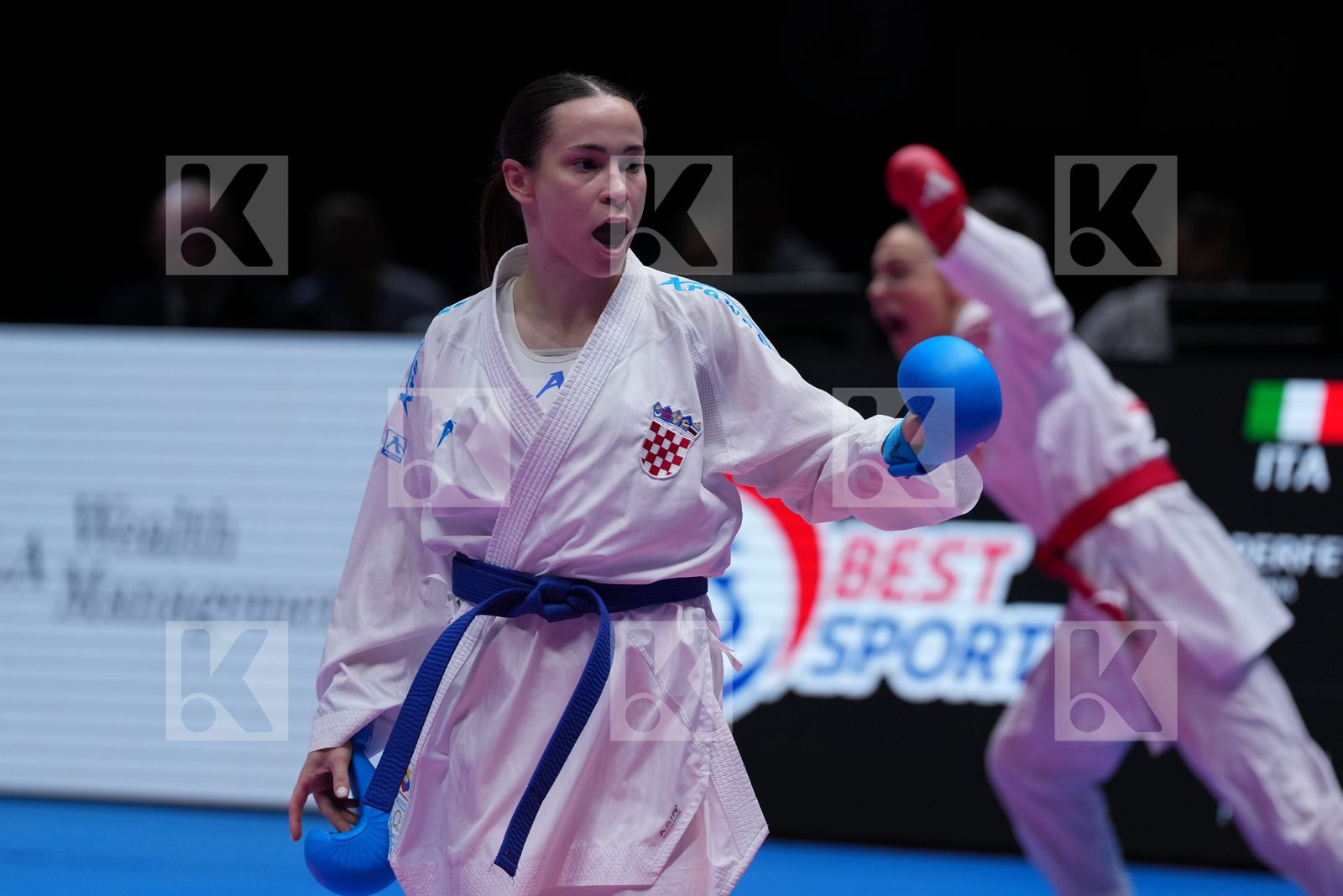 PERFETTO ERMINIA (ITALY) vs SGARDELLI EMA (CROATIA) in Female Kumite -50 Kg - Final Bout