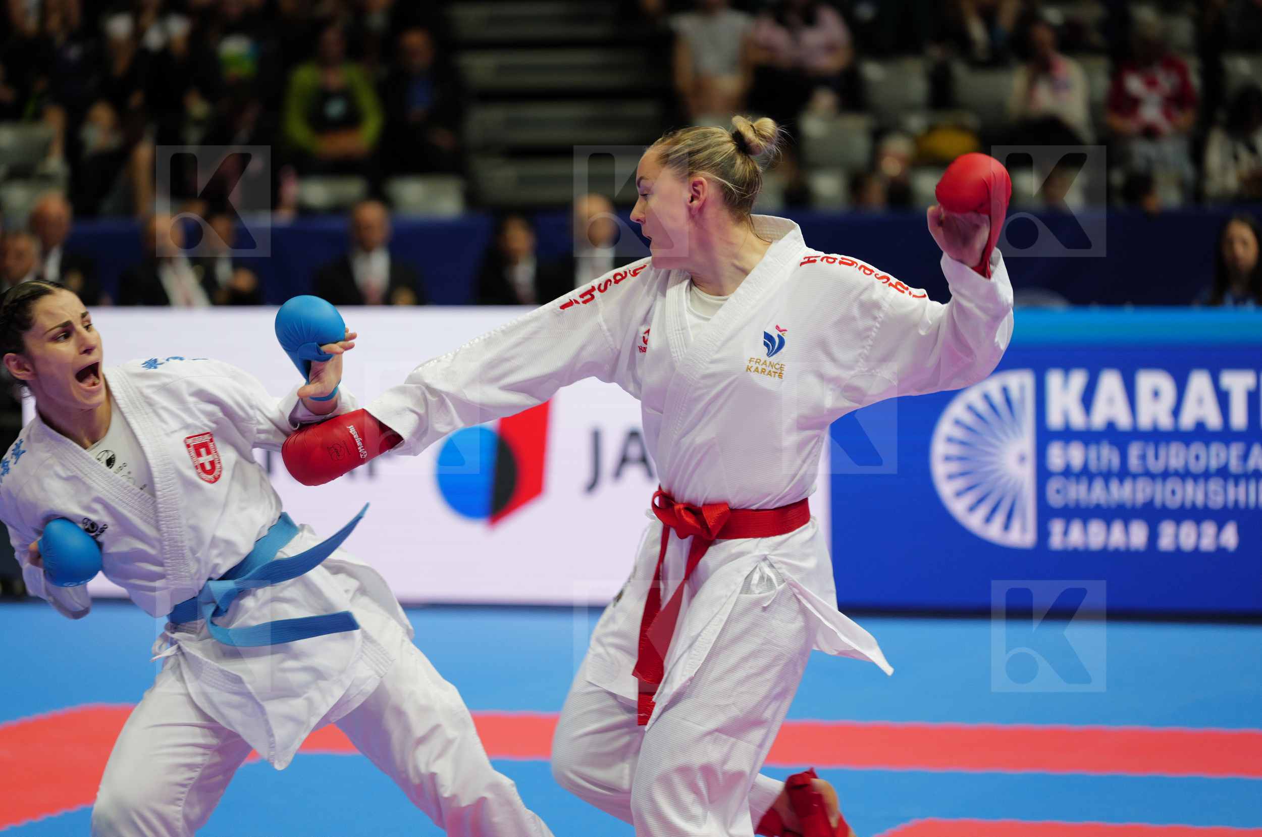 AGIER ALIZEE (FRANCE) vs QUIRICI ELENA (SWITZERLAND) in Female Kumite -68 Kg - Final bout