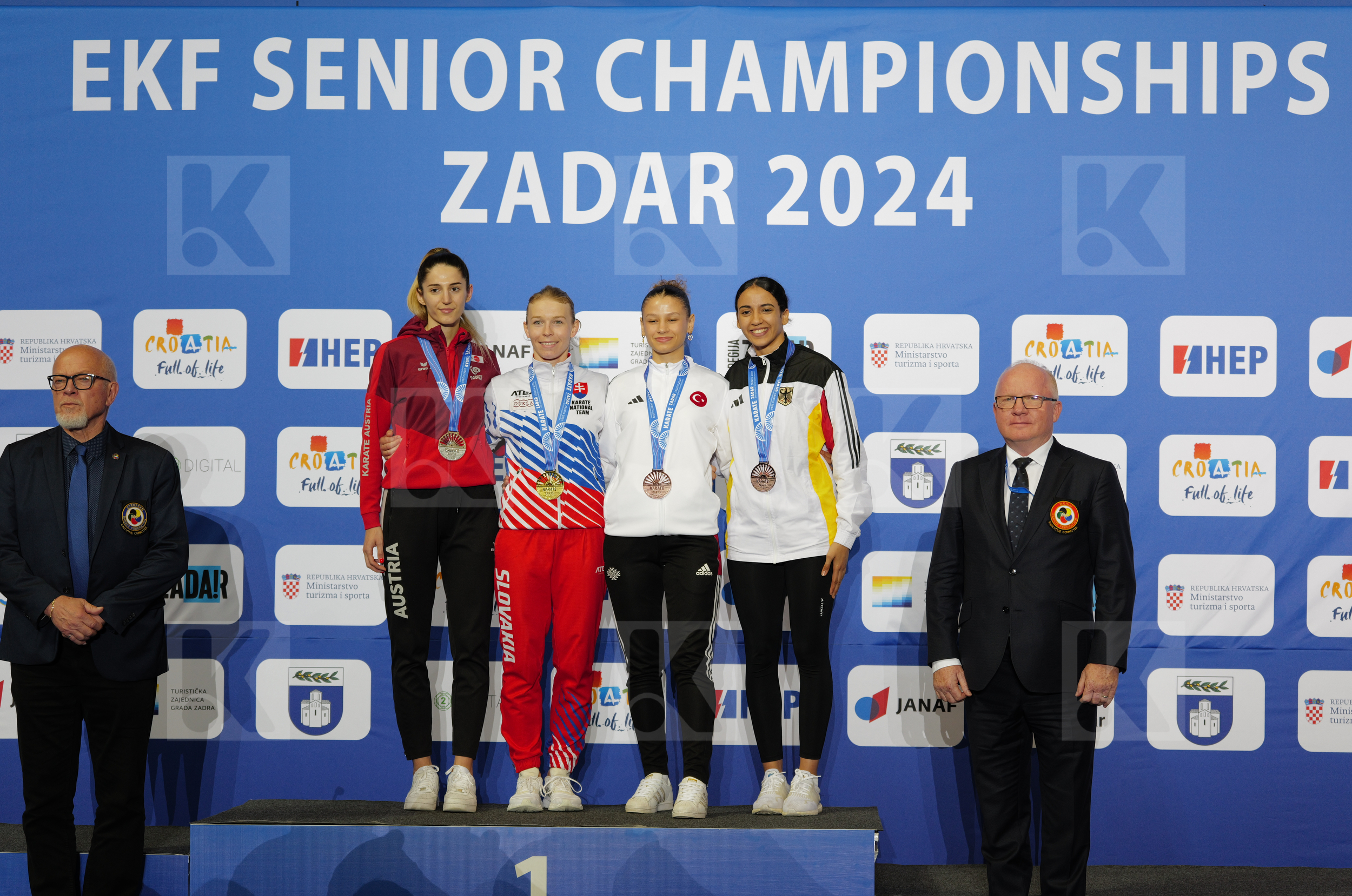 in Female Kumite -61 Kg - Podium ceremony