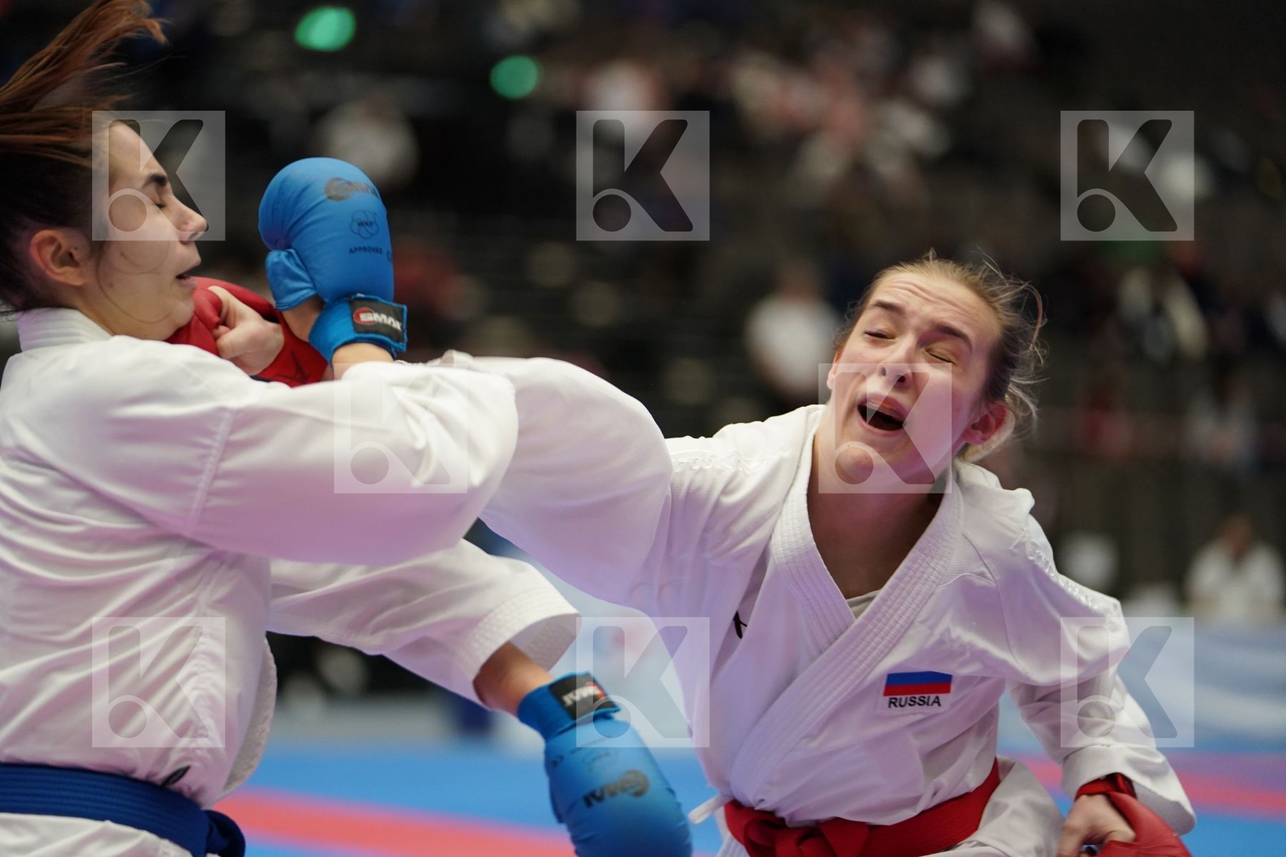 RODINA ANNA (RUSSIAN FEDERATION) vs MANGIACAPRA ALESSANDRA (ITALY) in Under 21 Kumite Female -61 Kg - Final bout