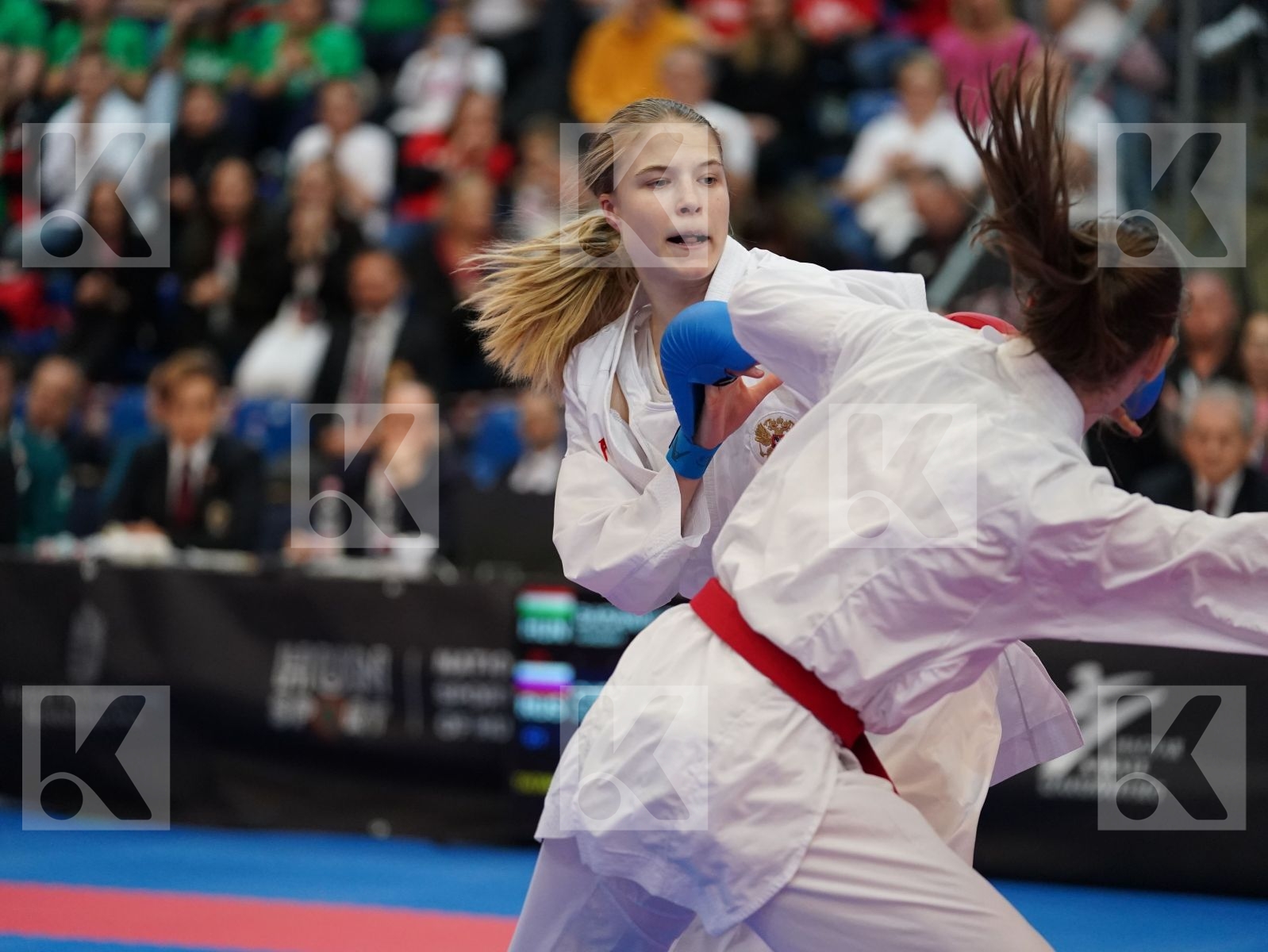 BARANYI ZSOFIA (HUNGARY) vs CHERNYSHEVA ANNA (RUSSIAN FEDERATION) in Under 21 Kumite Female -55 Kg - Final bout