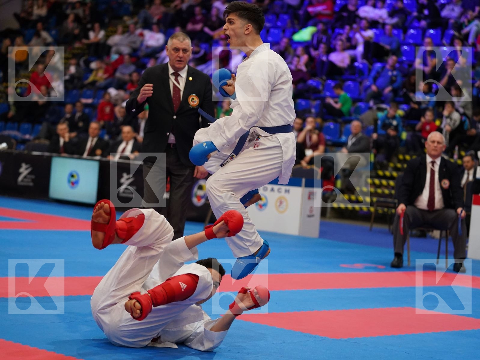ABDESSELEM RAYBAK (FRANCE) vs MASTROGIANNIS KONSTANTINOS (GREECE) in Under 21 Kumite Male -84 Kg - Final bout
