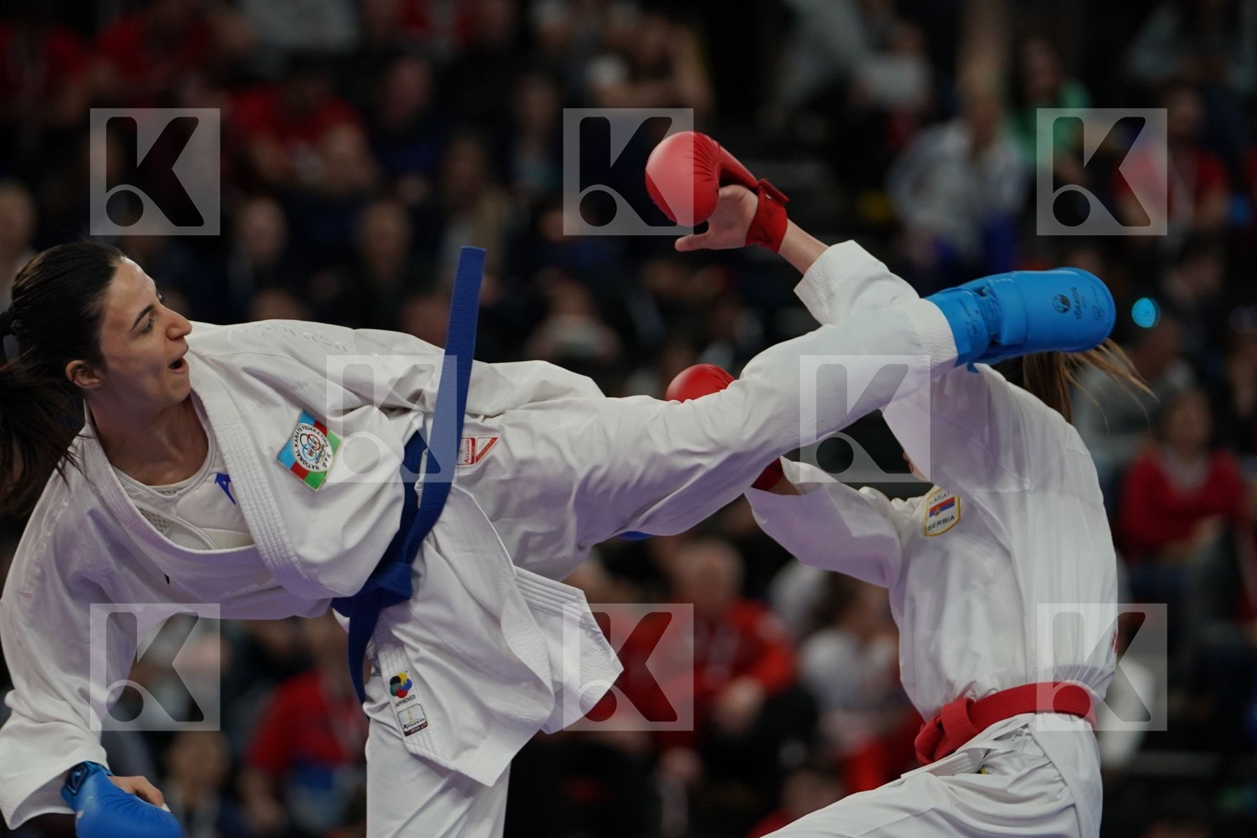 MILIVOJCEVIC JELENA (SERBIA) vs ALIYEVA NURANE (AZERBAIJAN) in Senior Kumite -50 Kg - Bronze bout