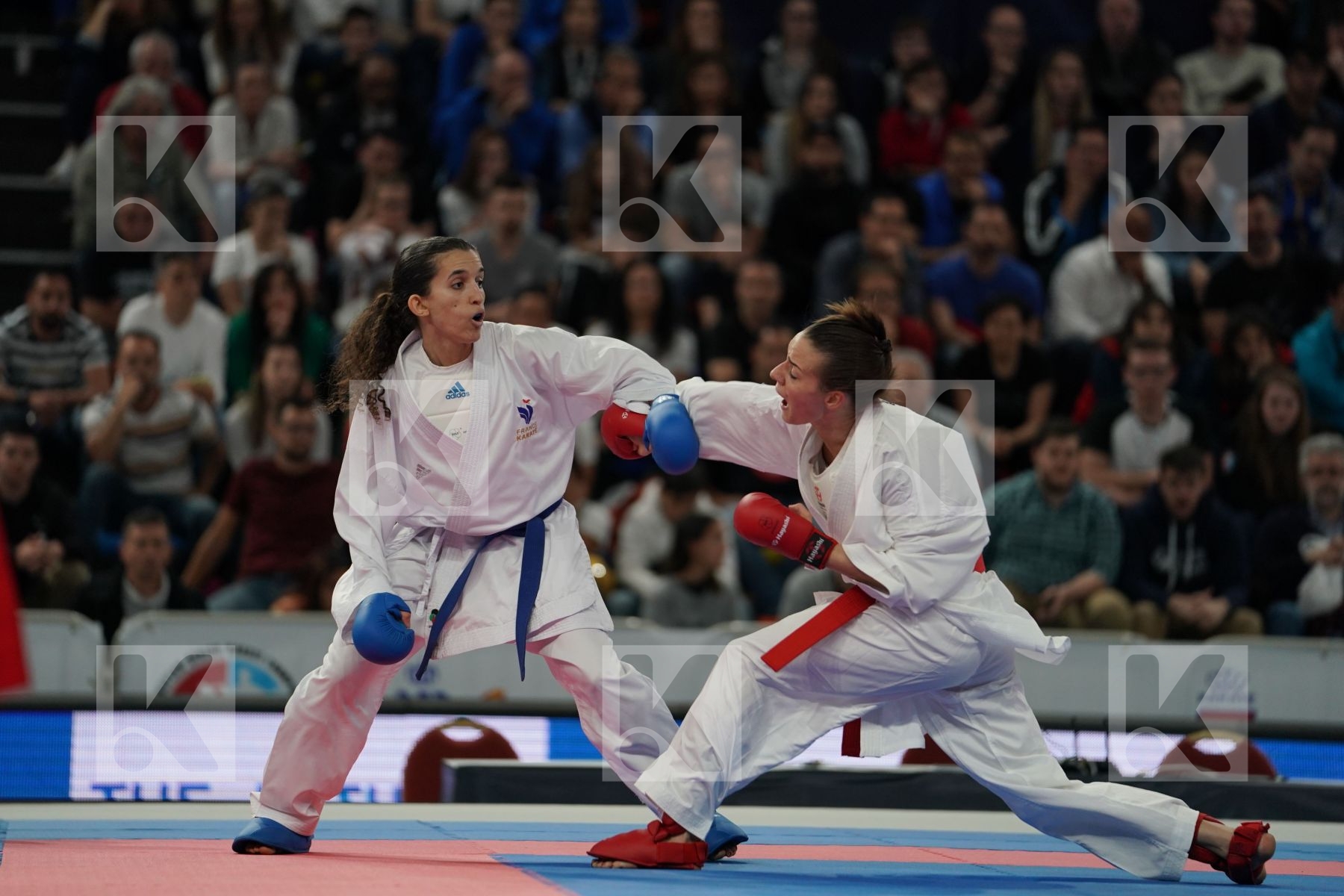 PLANK BETTINA (AUSTRIA) vs BOUDERBANE SOPHIA (FRANCE) in Senior Kumite -50 Kg - Final bout