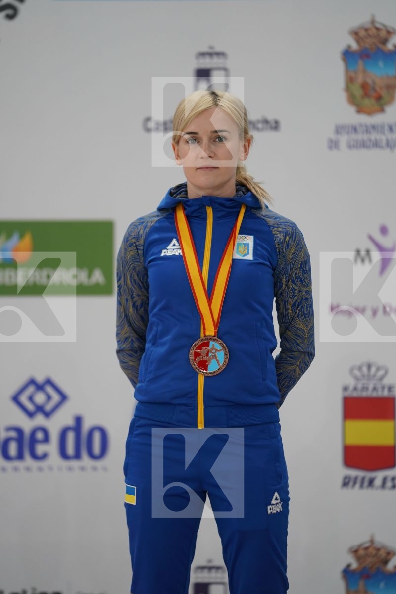 SEROGINA ANITA (UKRAINE) in Senior Kumite -61 Kg - Podium ceremony
