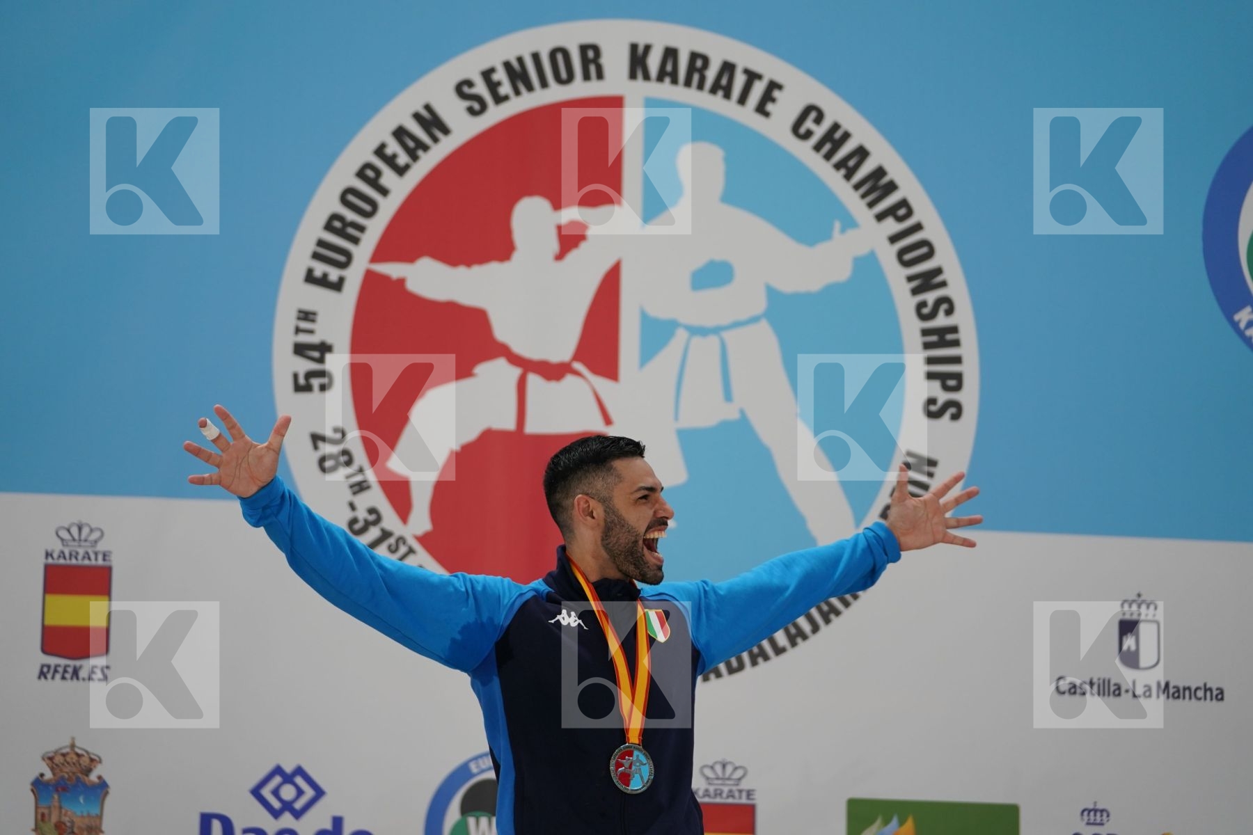 BUSA LUIGI (ITALY) in Senior Kumite -75 Kg - Podium ceremony