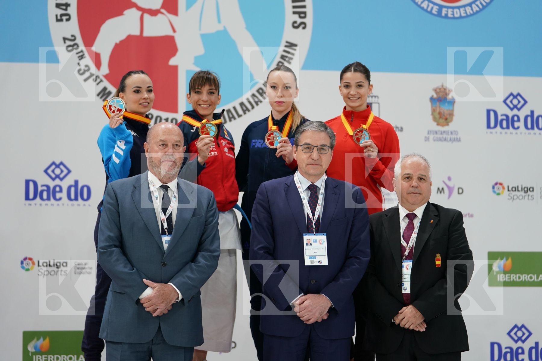 BOTTARO VIVIANA (ITALY), SANCHEZ JAIME SANDRA (SPAIN), FERACCI ALEXANDRA (FRANCE), ELTEMUR DILARA (TURKEY) in Senior Female Kata - Podium ceremony