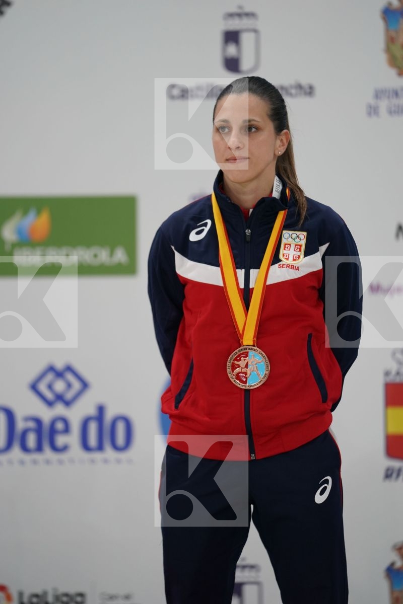 MILIVOJCEVIC JELENA (SERBIA) in Senior Kumite -50 Kg - Podium ceremony