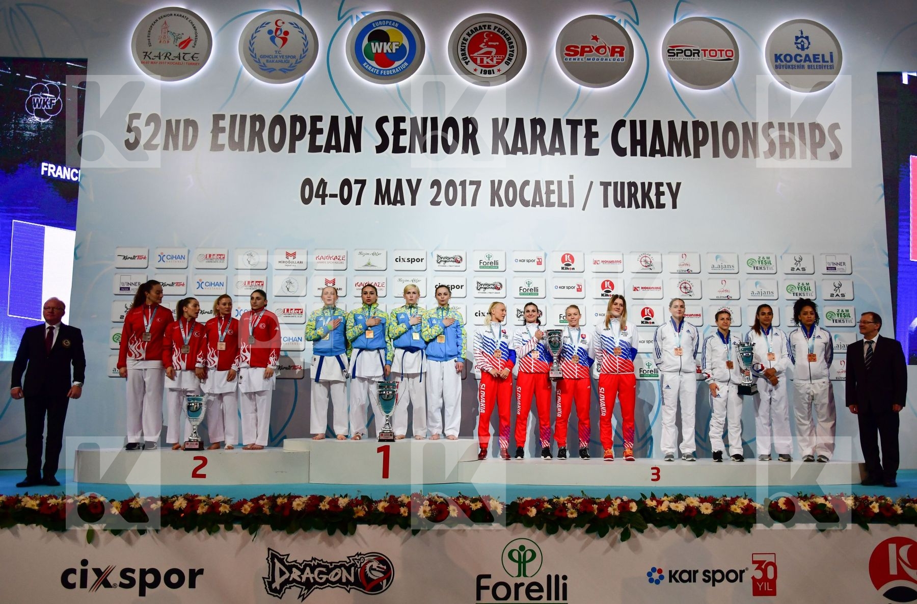 Female team kumite France Slovakia Turkey Ukraine