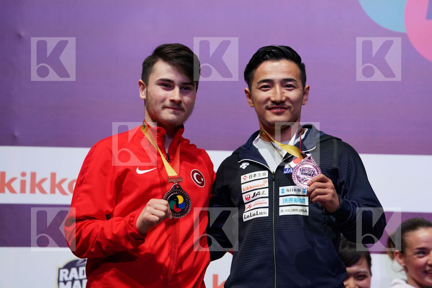 OZDEMIR ENES (TURKEY), MOTO KAZUMASA (JAPAN) during podium ceremony