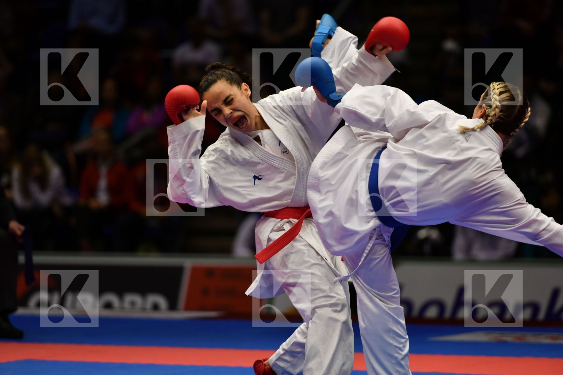 Female kumite -50 kg France Morocco Recchia Alexandra Sayah Aich