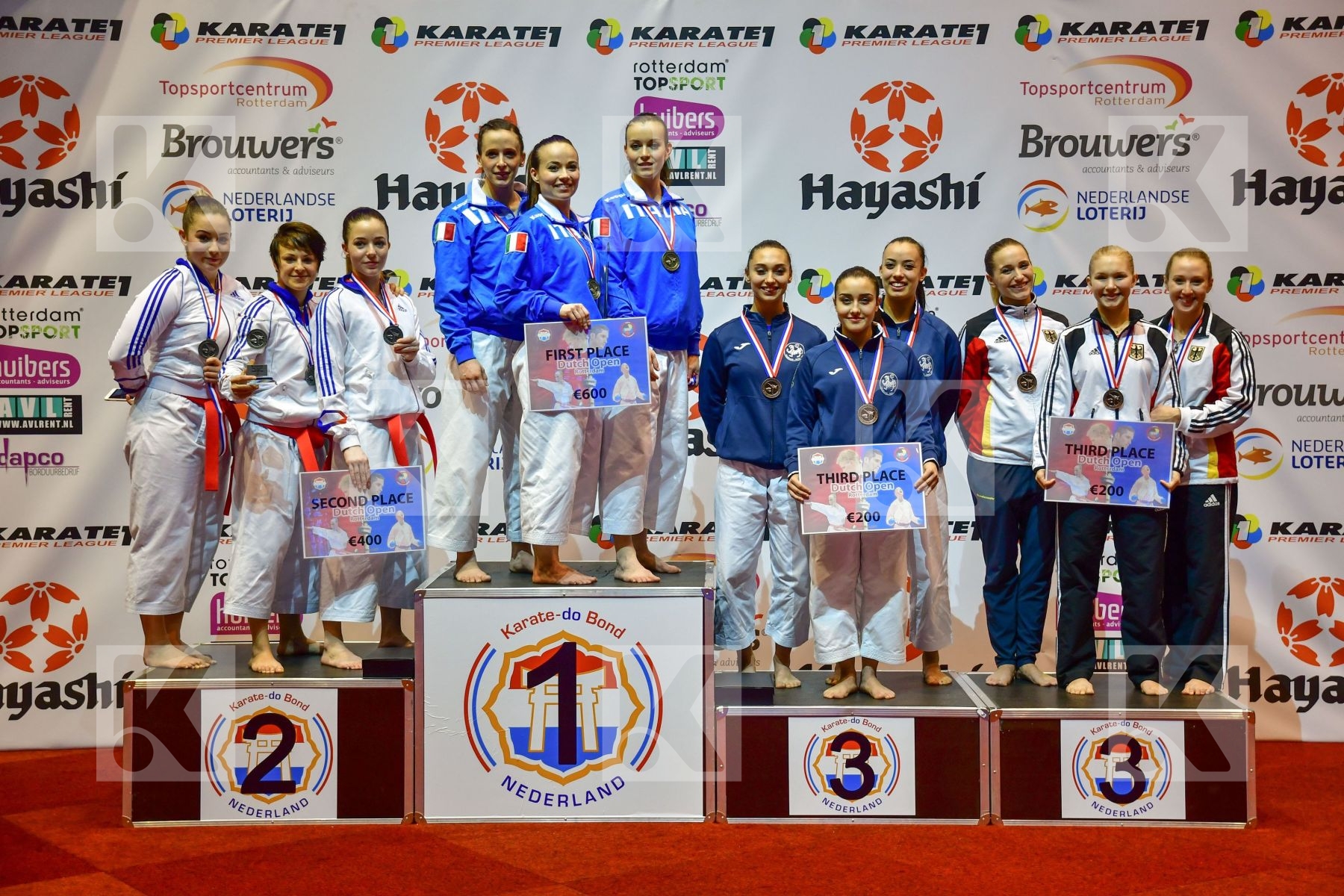 Female Team Kata France Germany Italy podium