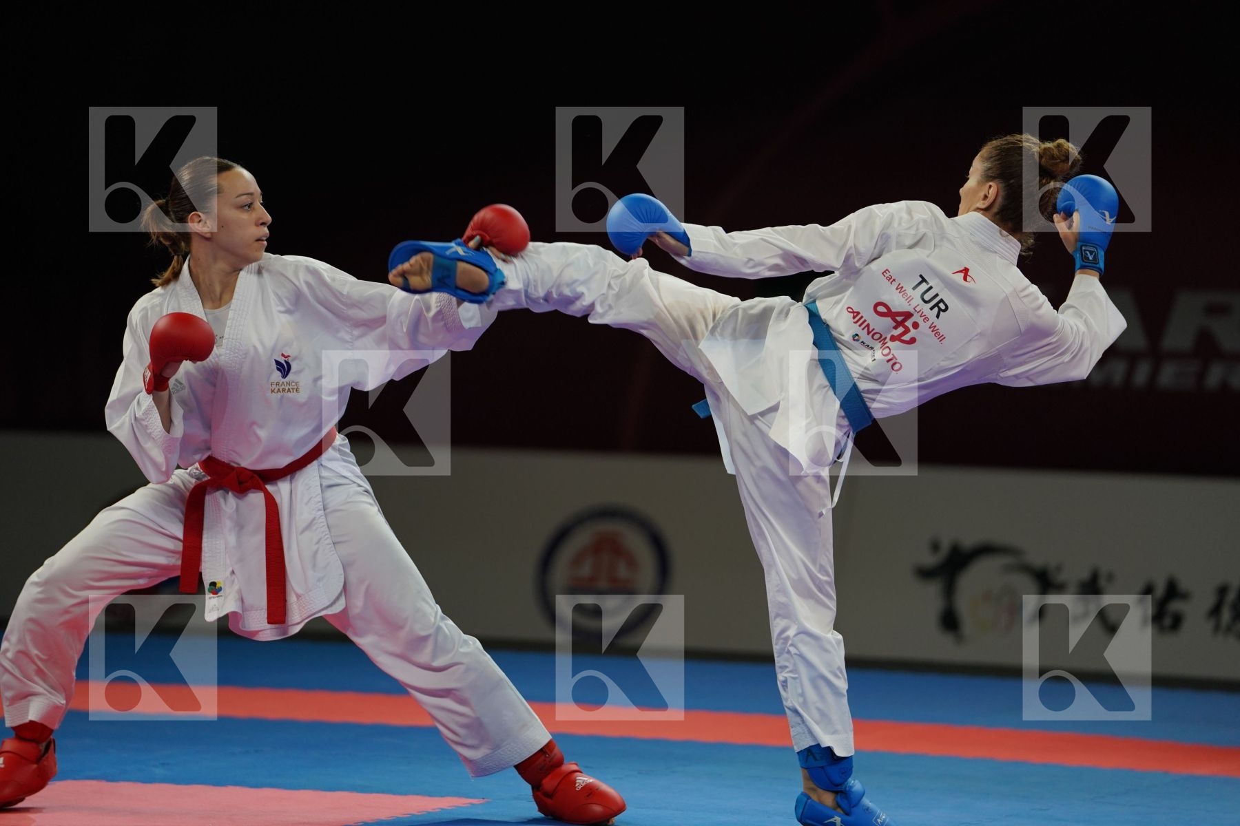 OUIHADDADENE SABRINA (FRANCE) vs YAKAN TUBA (TURKEY) in Senior Kumite -55 Kg - Bronze bout