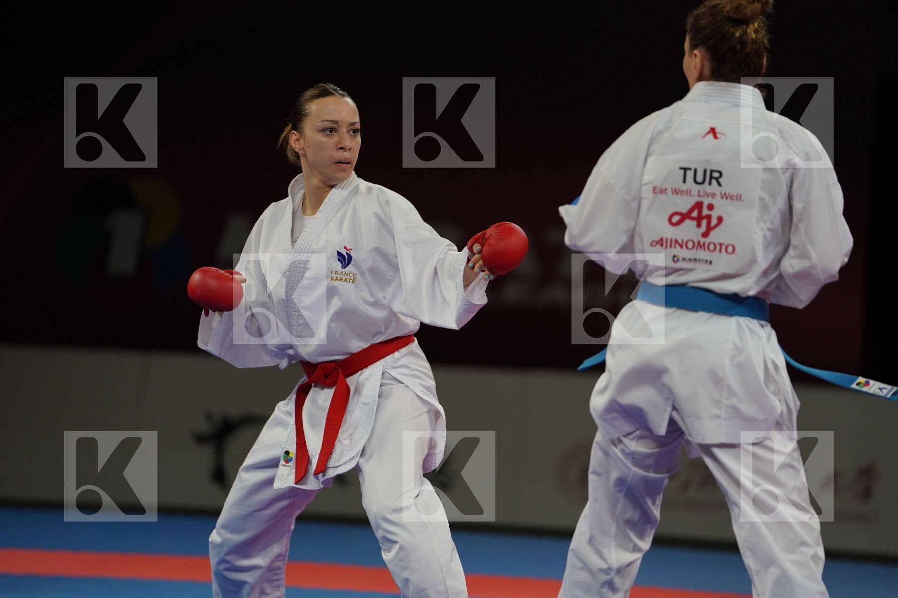 OUIHADDADENE SABRINA (FRANCE) vs YAKAN TUBA (TURKEY) in Senior Kumite -55 Kg - Bronze bout
