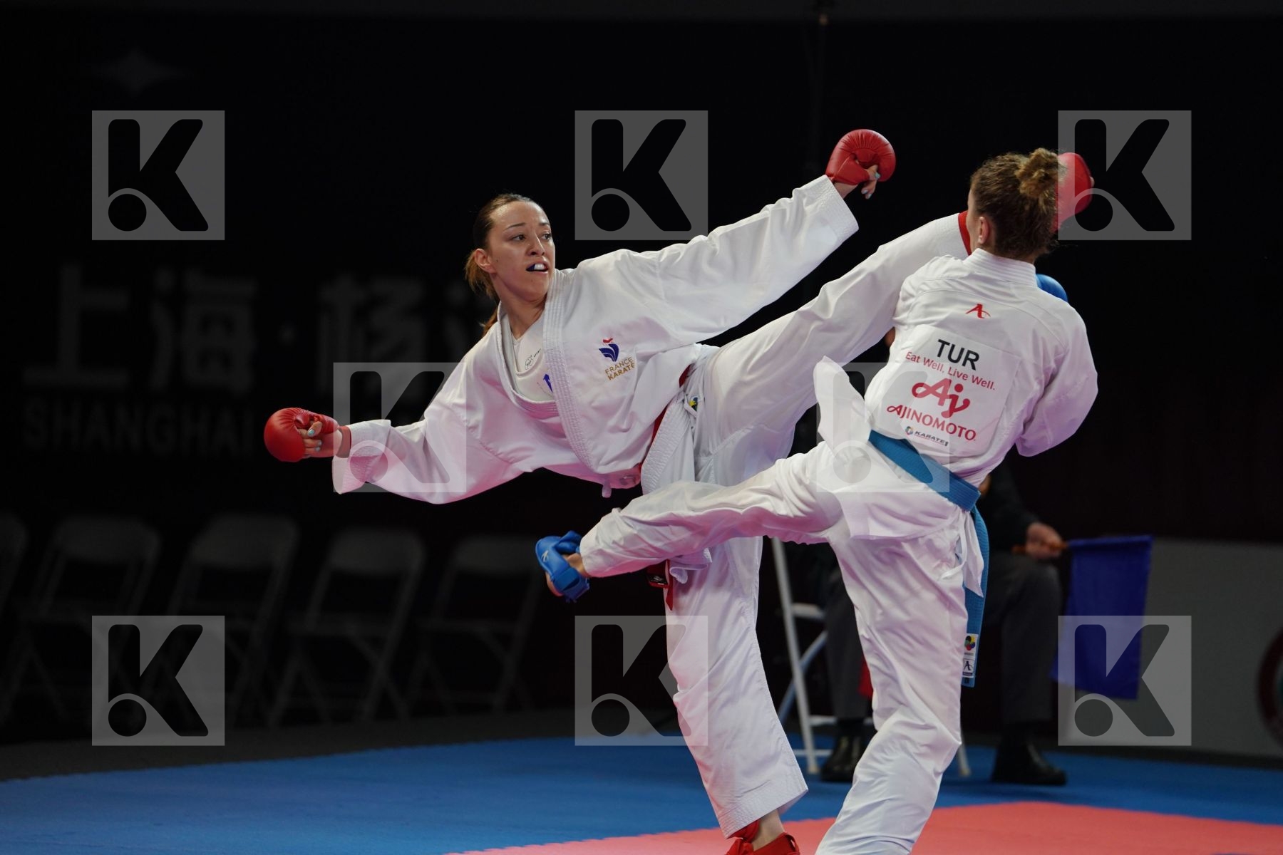 OUIHADDADENE SABRINA (FRANCE) vs YAKAN TUBA (TURKEY) in Senior Kumite -55 Kg - Bronze bout