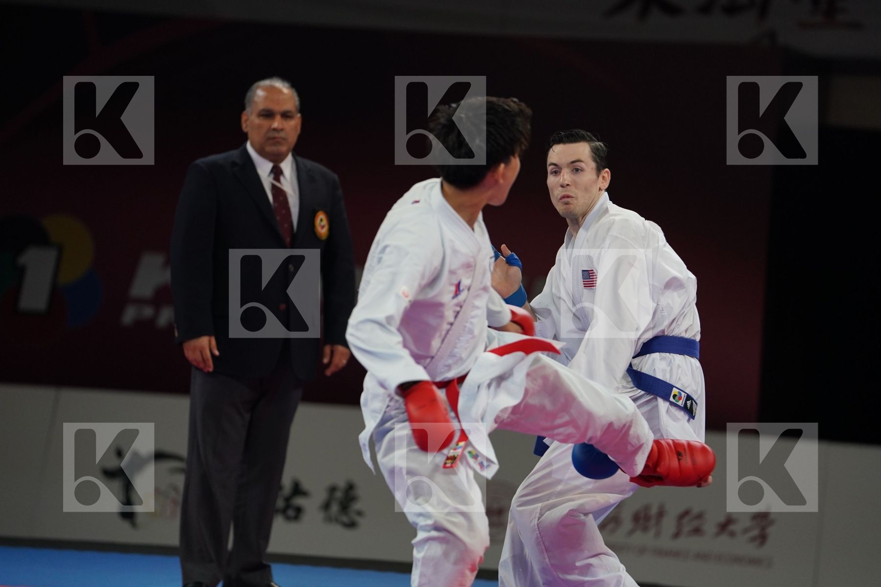 SAKIYAMA YUSEI (JAPAN) vs SCOTT THOMAS (USA) in Senior Kumite -75 Kg - Bronze bout