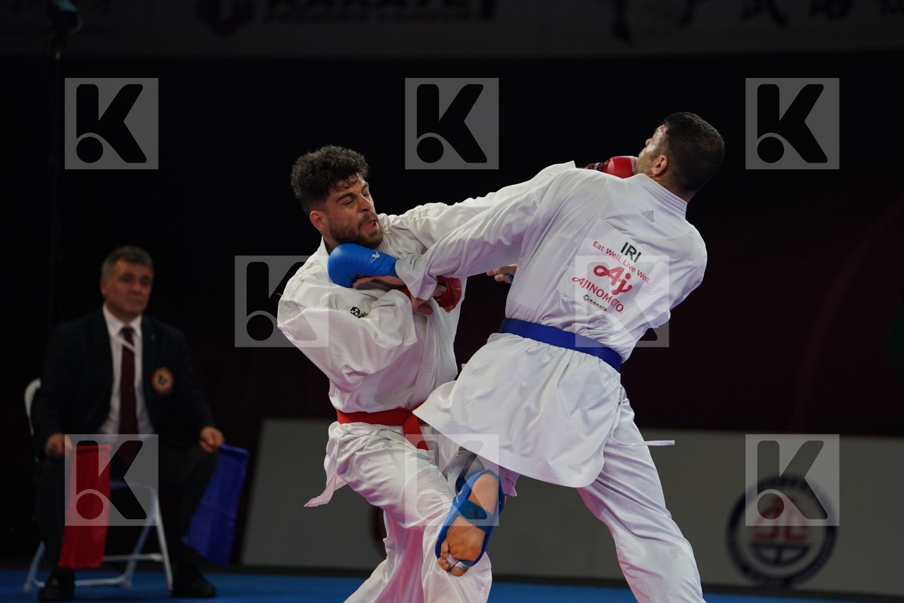 KHODABAKHSHI MAHDI (ISLAMIC REPUBLIC OF IRAN) vs POORSHAB ZABIOLLAH (ISLAMIC REPUBLIC OF IRAN) in Senior Kumite -84 Kg - Bronze bout